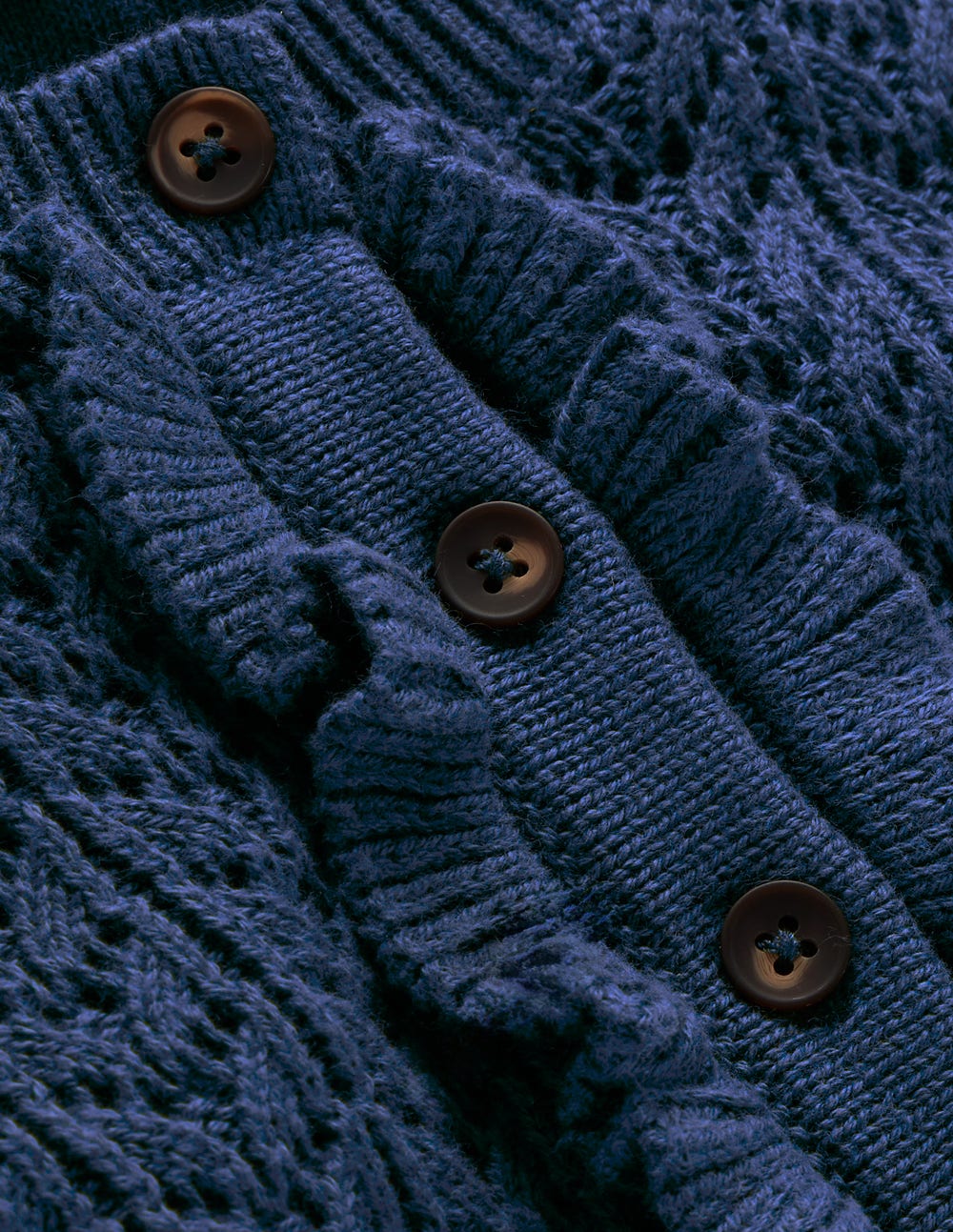 Henley Frill Knitted Dress-Denim Blue - Image 7