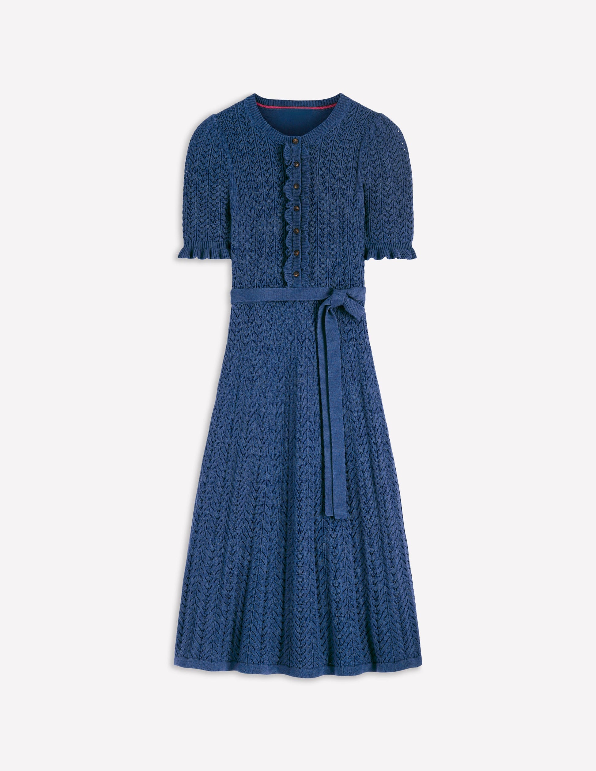 Henley Frill Knitted Dress-Denim Blue | Boden USA Henley Frill Knitted Dress-Denim Blue | Boden USA