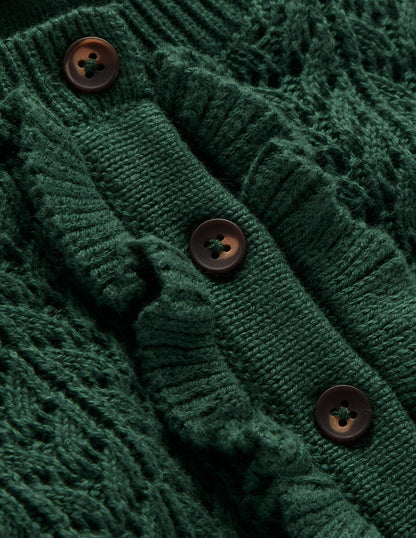 Henley Frill Knitted Dress-Hunter Green-7