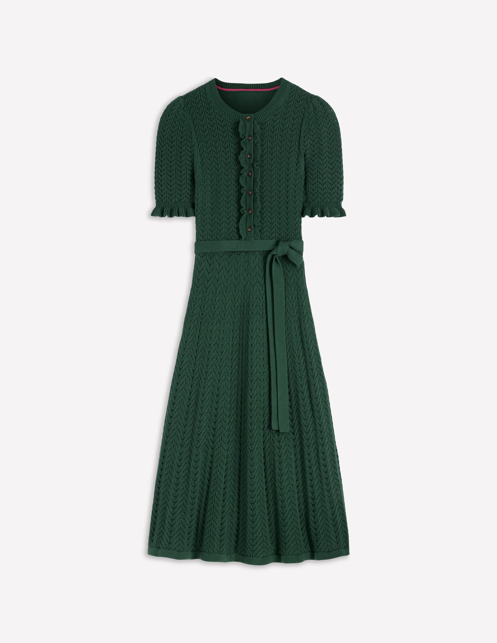 ANN DEMEULEMEESTER オリーブグリーン Aラインニット Henley Frill Knitted Dress - Hunter Green | Boden USA