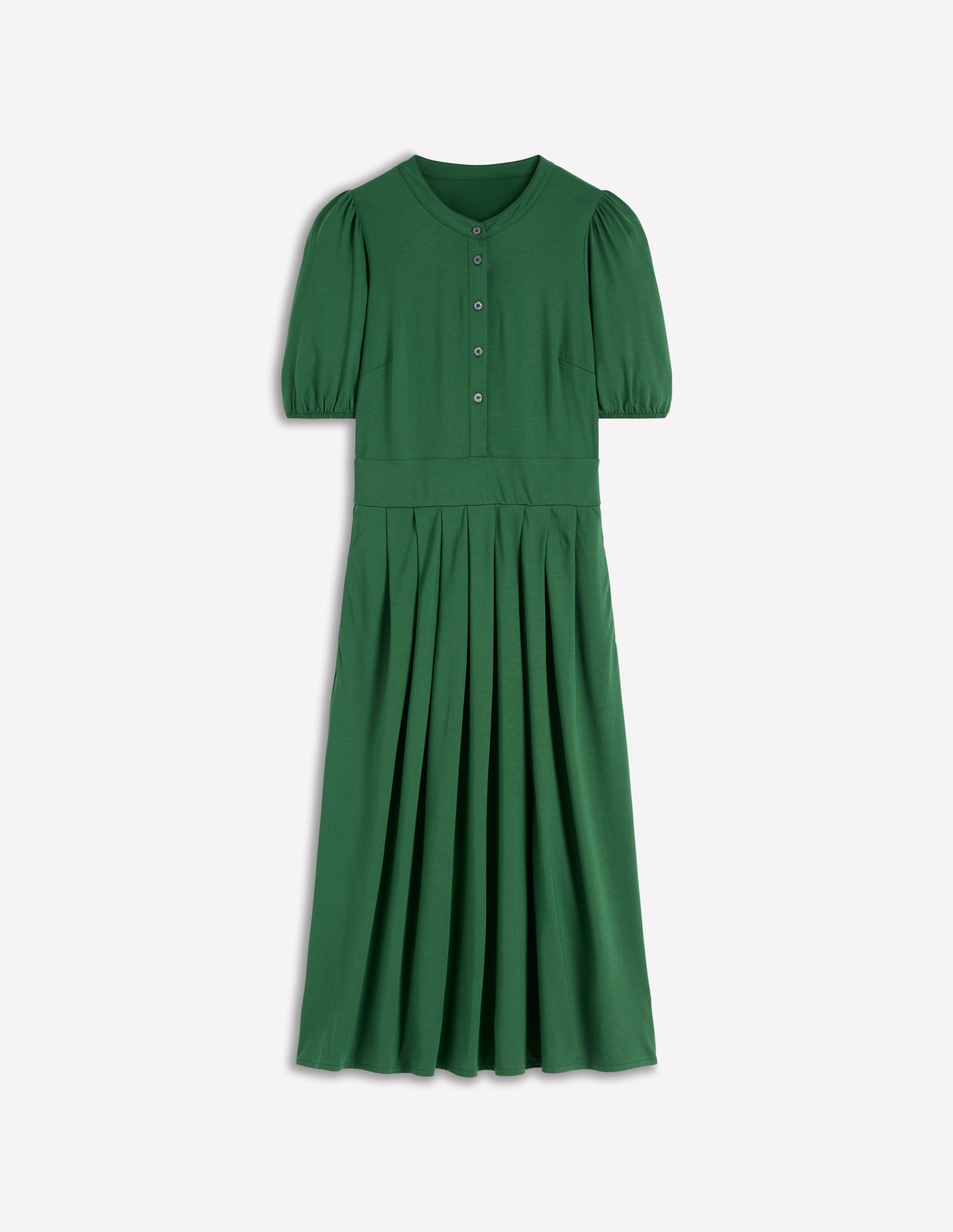 Amber Pleat Jersey Midi Dress-Hunter Green - Image 5
