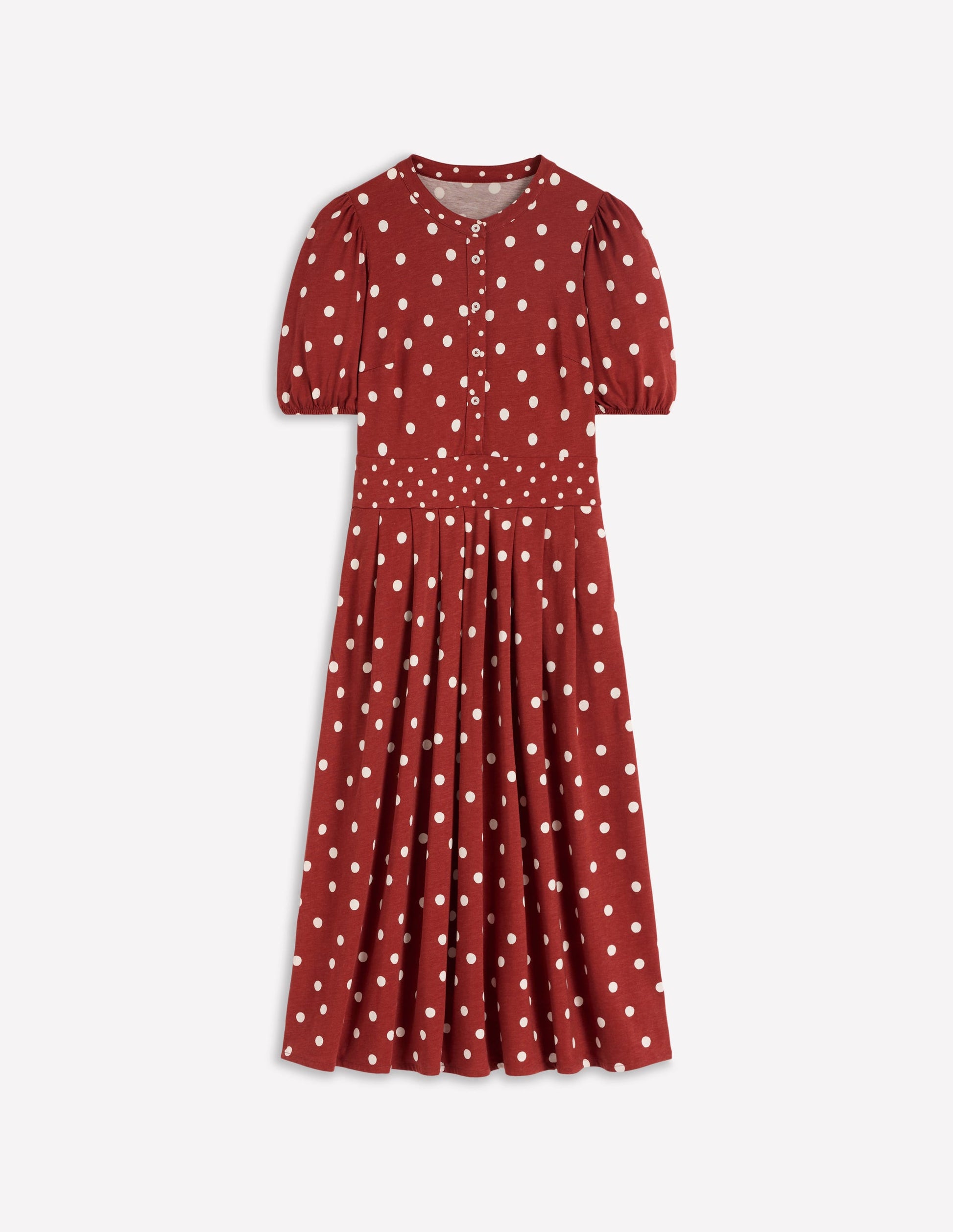 Boden Women's Amber Pleat Jersey Midi Dress in Brown | Size 0