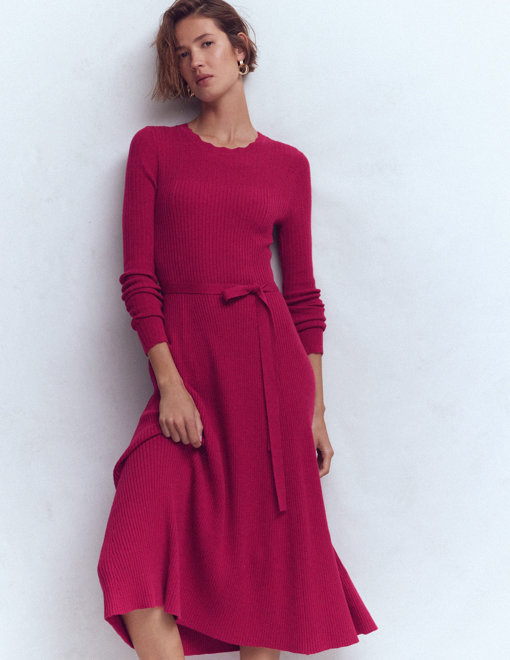 Isobel Knitted Midi Dress-Pomegranate | Boden USA Isobel Knitted Midi Dress-Pomegranate | Boden USA