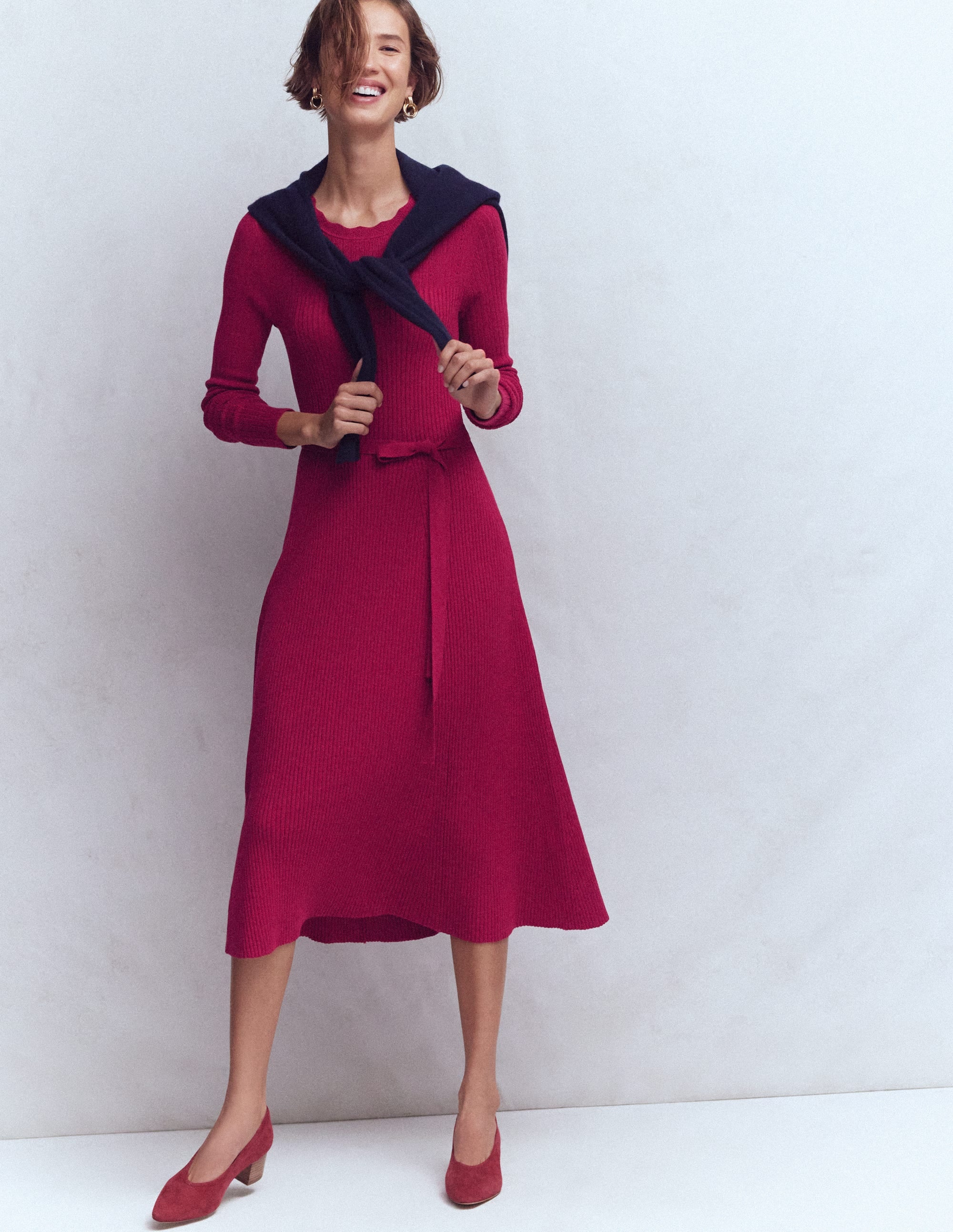 Isobel Knitted Midi Dress-Pomegranate - Image 4
