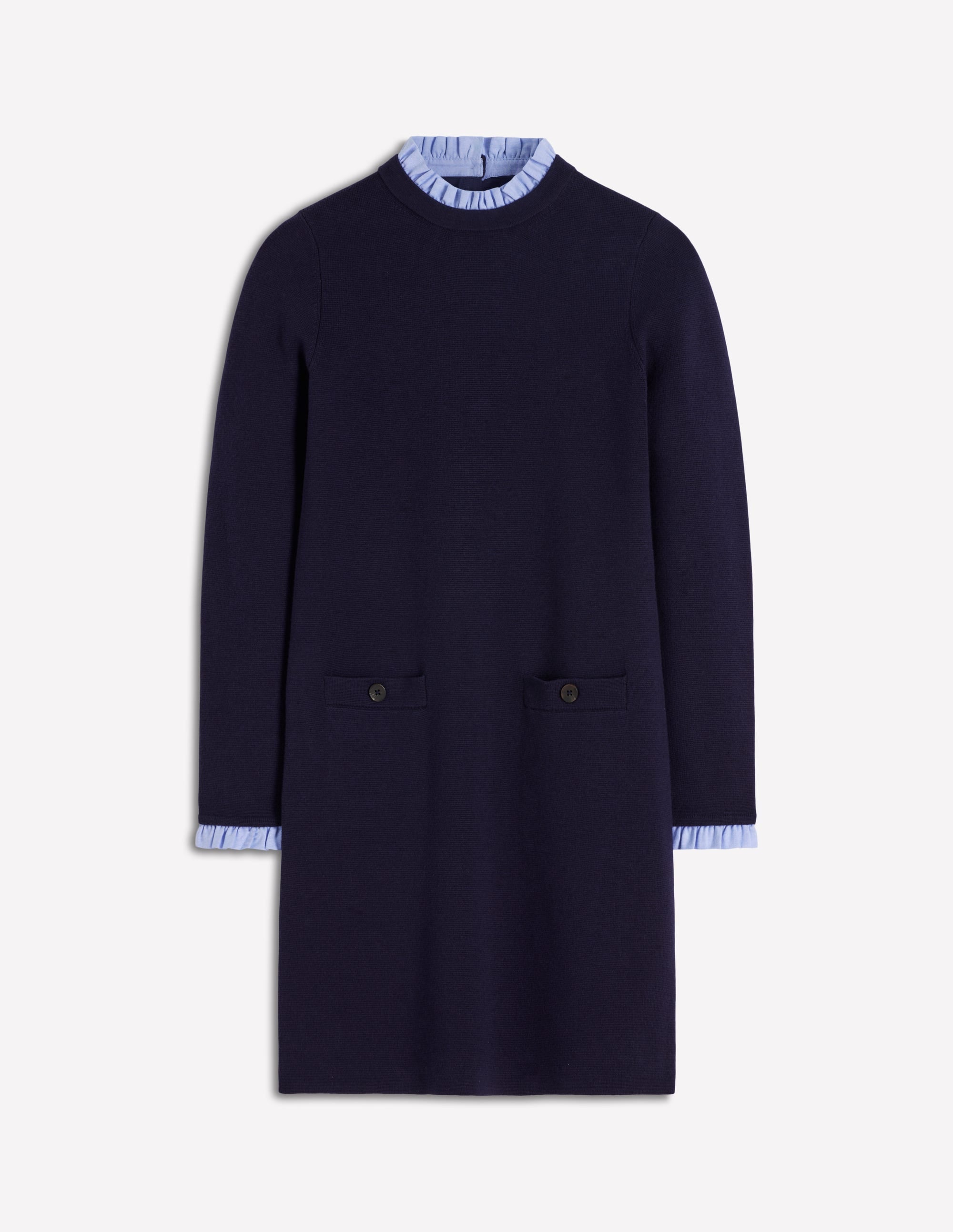 Trim Knitted Dress-Navy - Image 6