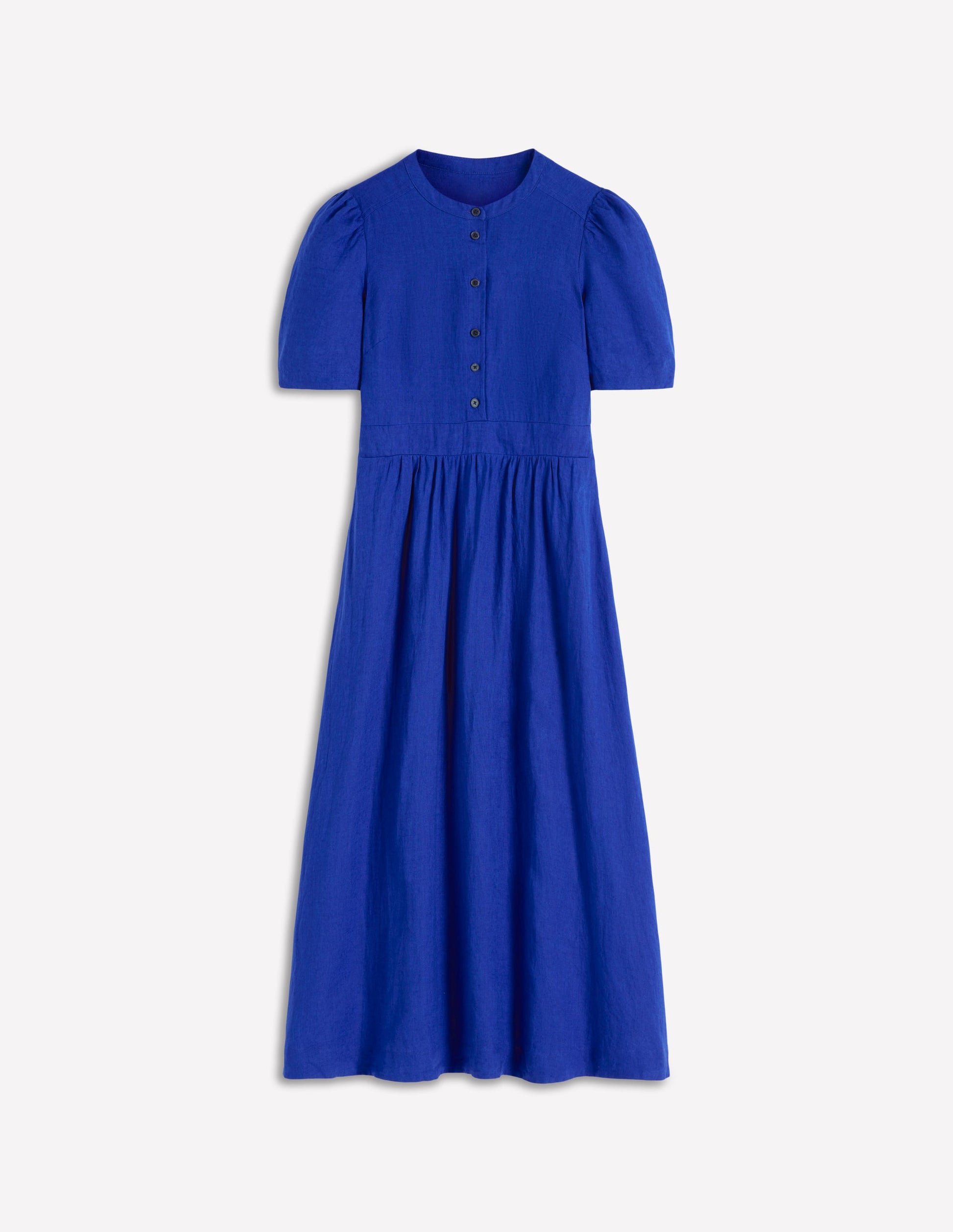 Boden Women's Ivy Placket Linen Midi Dress in Blue | Size 10 Boden Women's Ivy Placket Linen Midi Dress in Blue | Size 10
