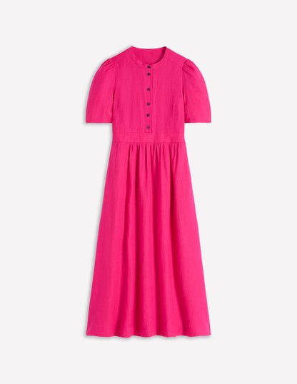 Ivy Linen Midi Dress-Pink Peony-5