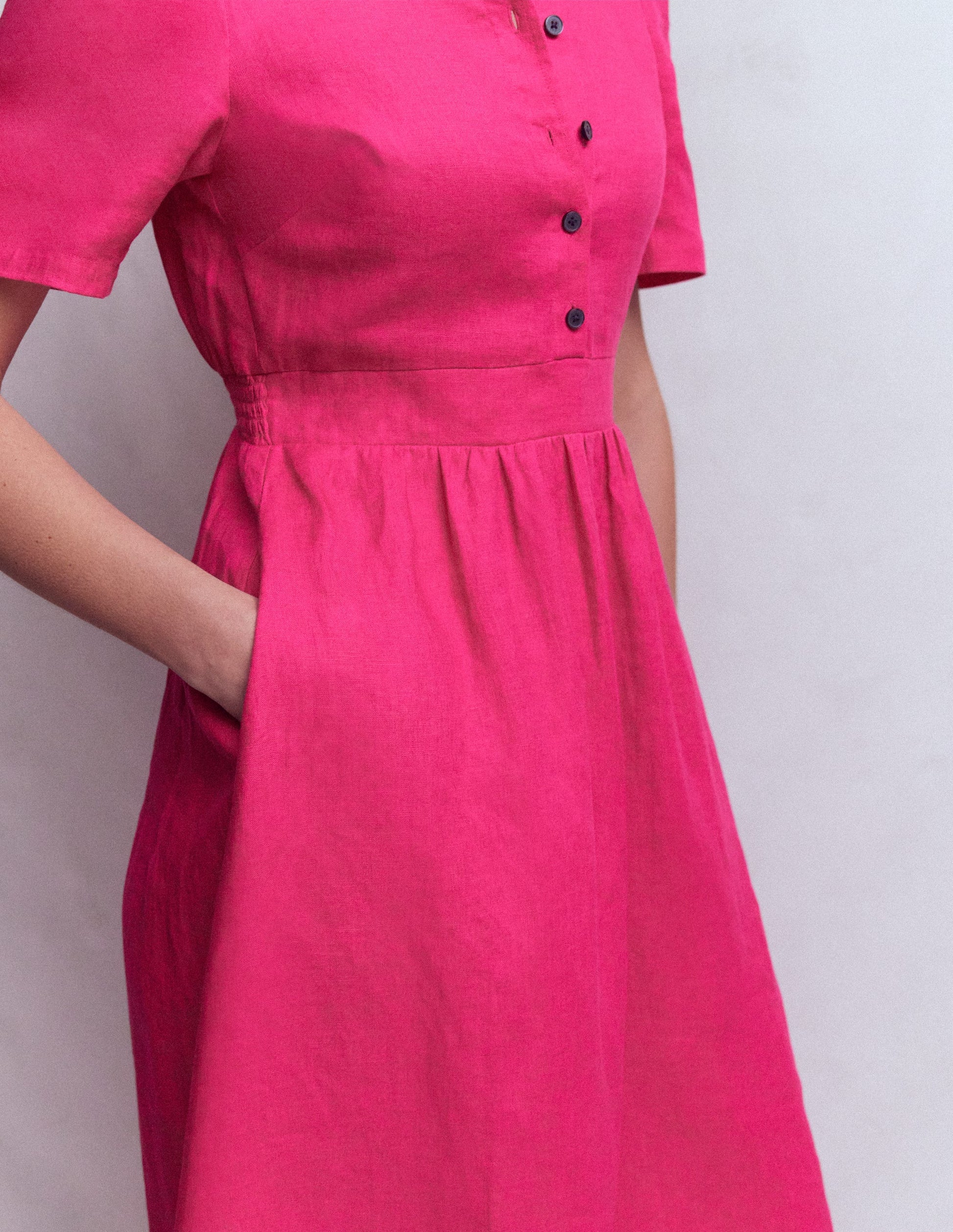 Ivy Linen Midi Dress-Pink Peony | Boden USA Ivy Linen Midi Dress-Pink Peony | Boden USA
