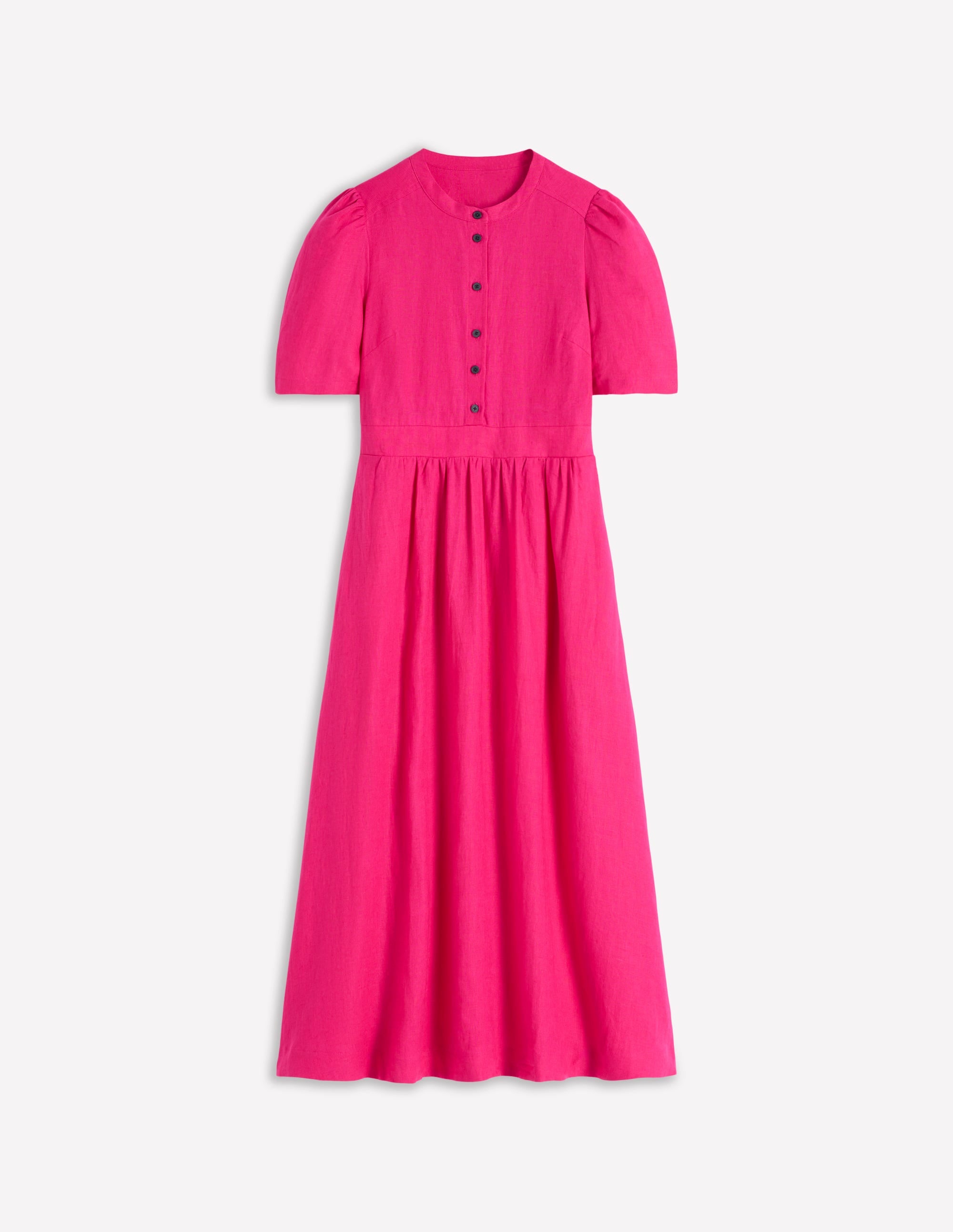 Ivy Button Linen Midi Dress-Pink Peony - Image 5