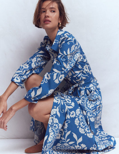 Alexa Long Sleeve Midi Dress-Dark Blue, Decorative Blossom-6