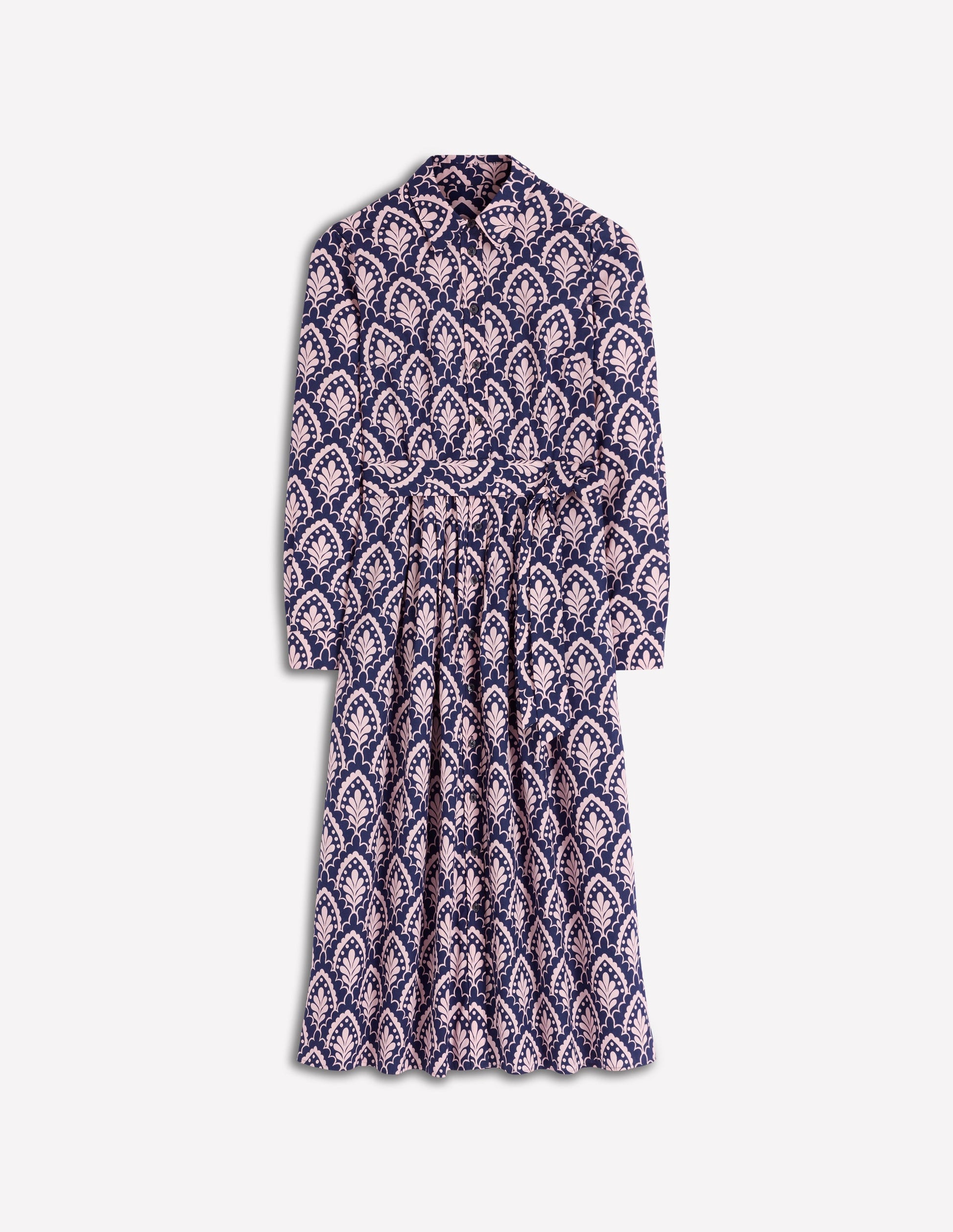 Alexa Cotton Midi Shirt Dress-Navy Petal Terrace-5