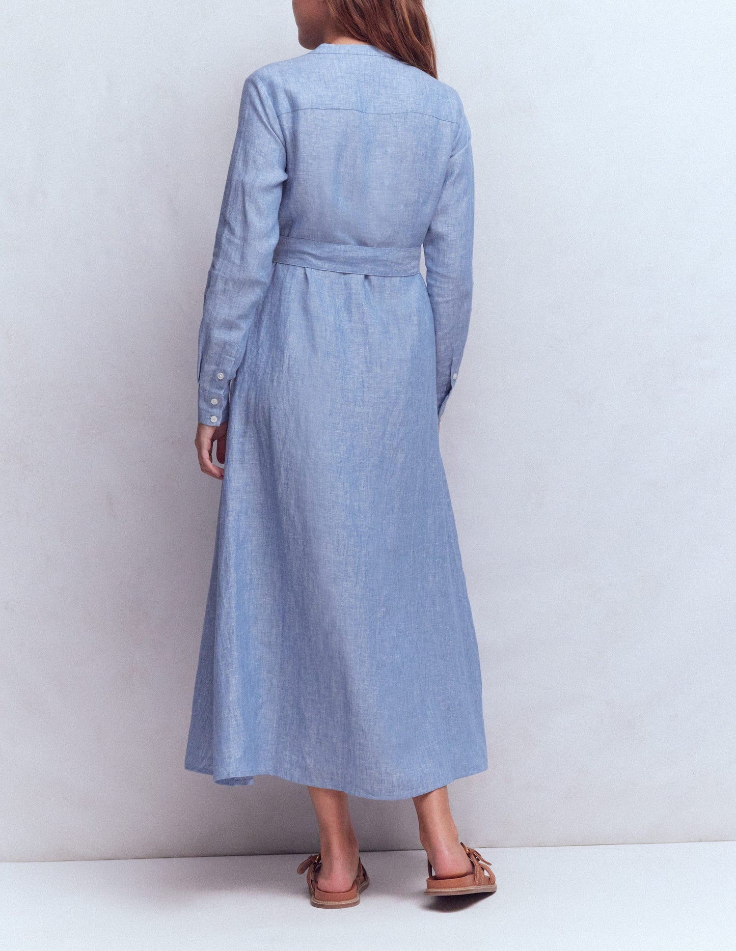 Mollie Linen Shirt Dress-Chambray