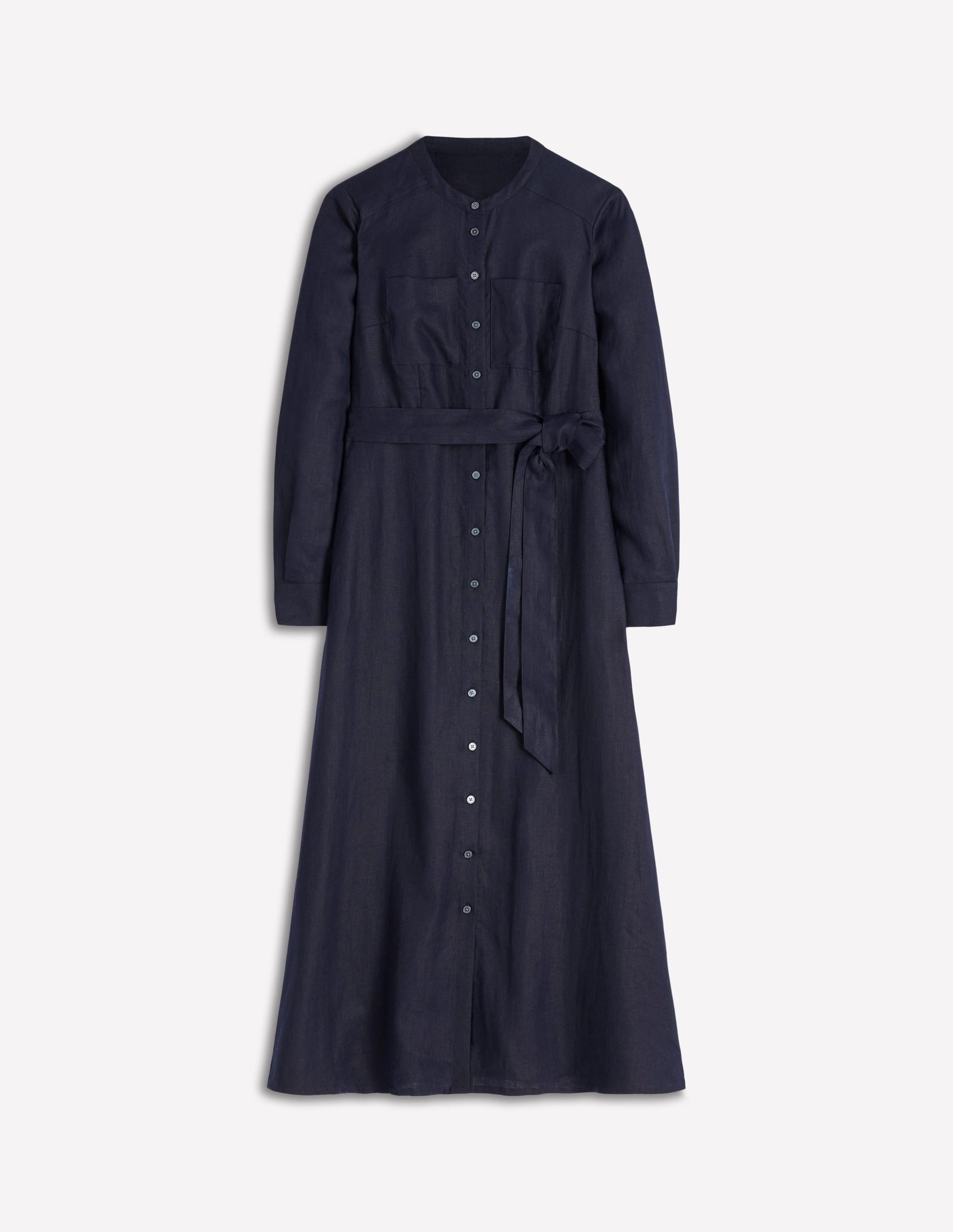 Mollie Linen Shirt Dress-Navy-5