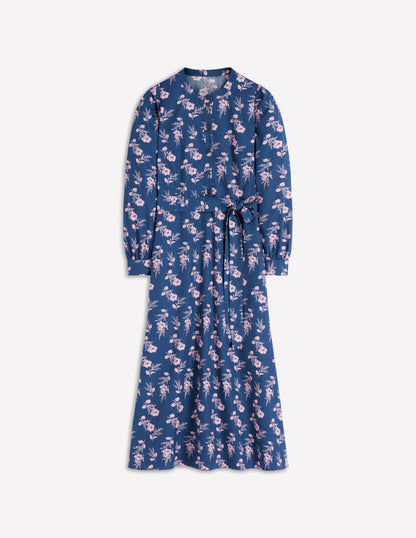 Ava Cotton Midi Dress-Navy, Blossomy Sprig-7