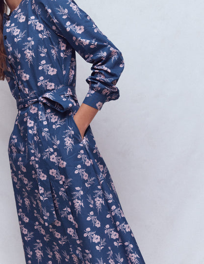 Ava Cotton Midi Dress-Navy, Blossomy Sprig-6