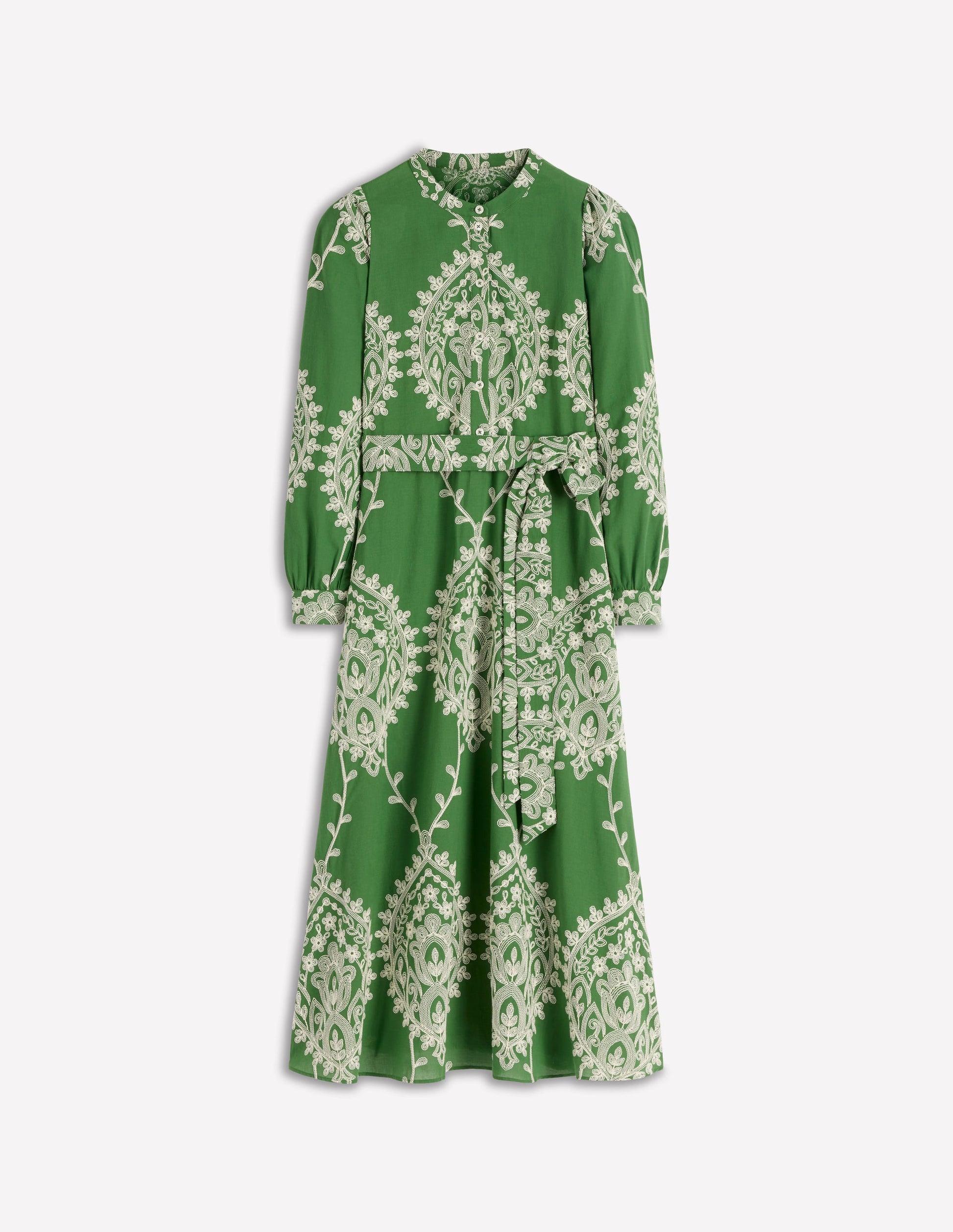 Ava Cotton Midi Dress-Green Broderie Ava Cotton Midi Dress-Green Broderie