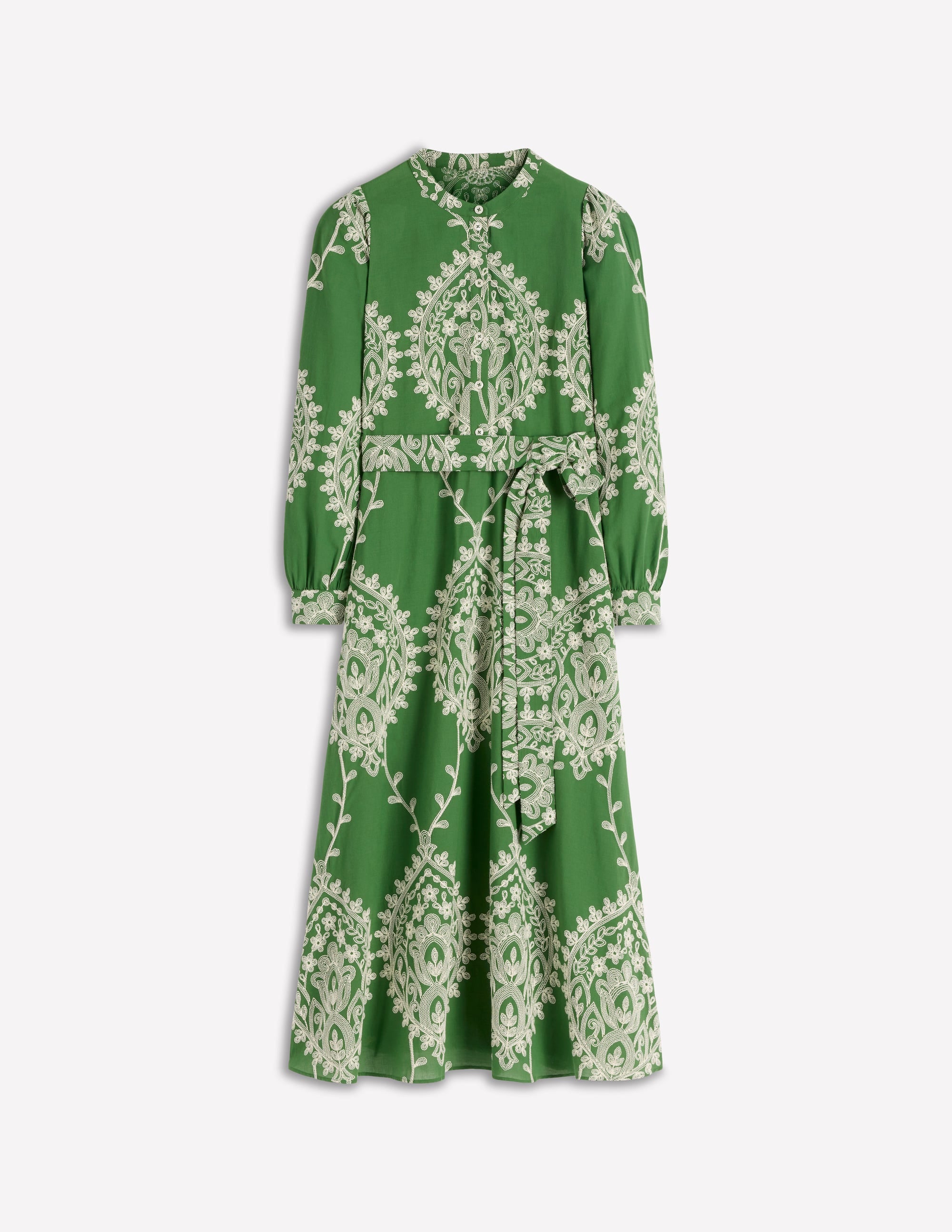 Ava Cotton Midi Dress-Green Broderie - Image 6