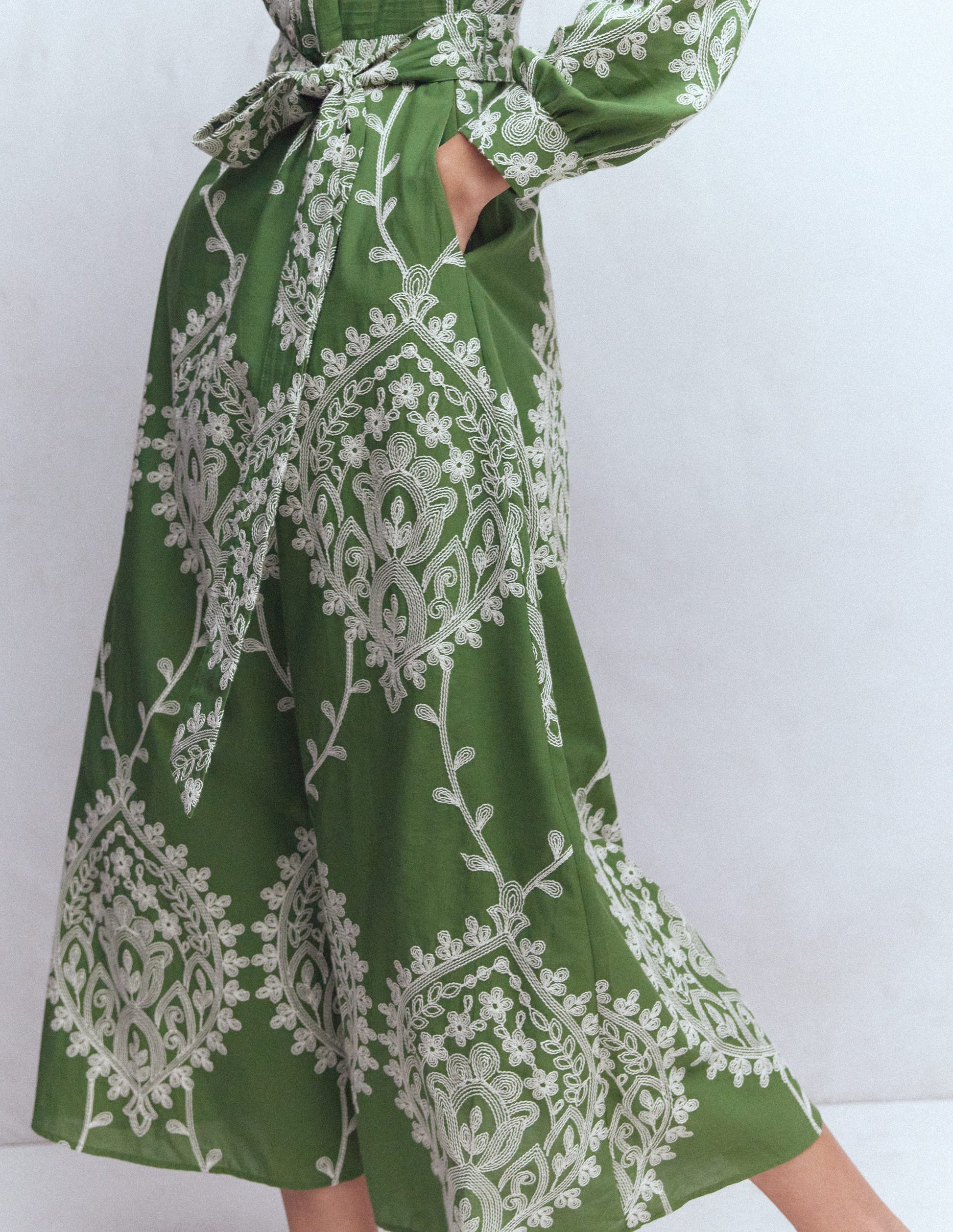 Ava Cotton Midi Dress-Green Broderie | Boden USA Ava Cotton Midi Dress-Green Broderie | Boden USA
