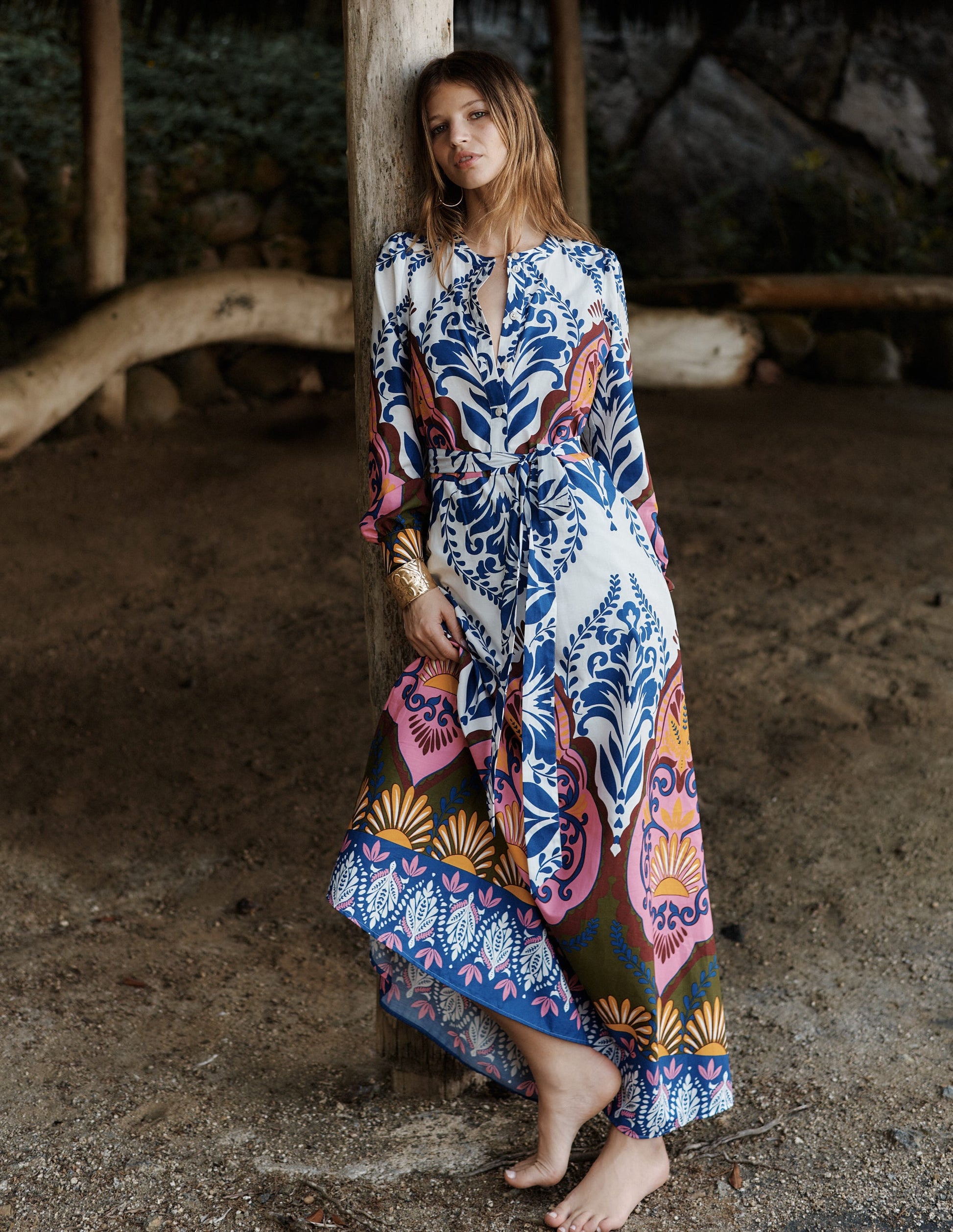 Ava Cotton Midi Dress-Multi, Ornamental Garden Ava Cotton Midi Dress-Multi, Ornamental Garden