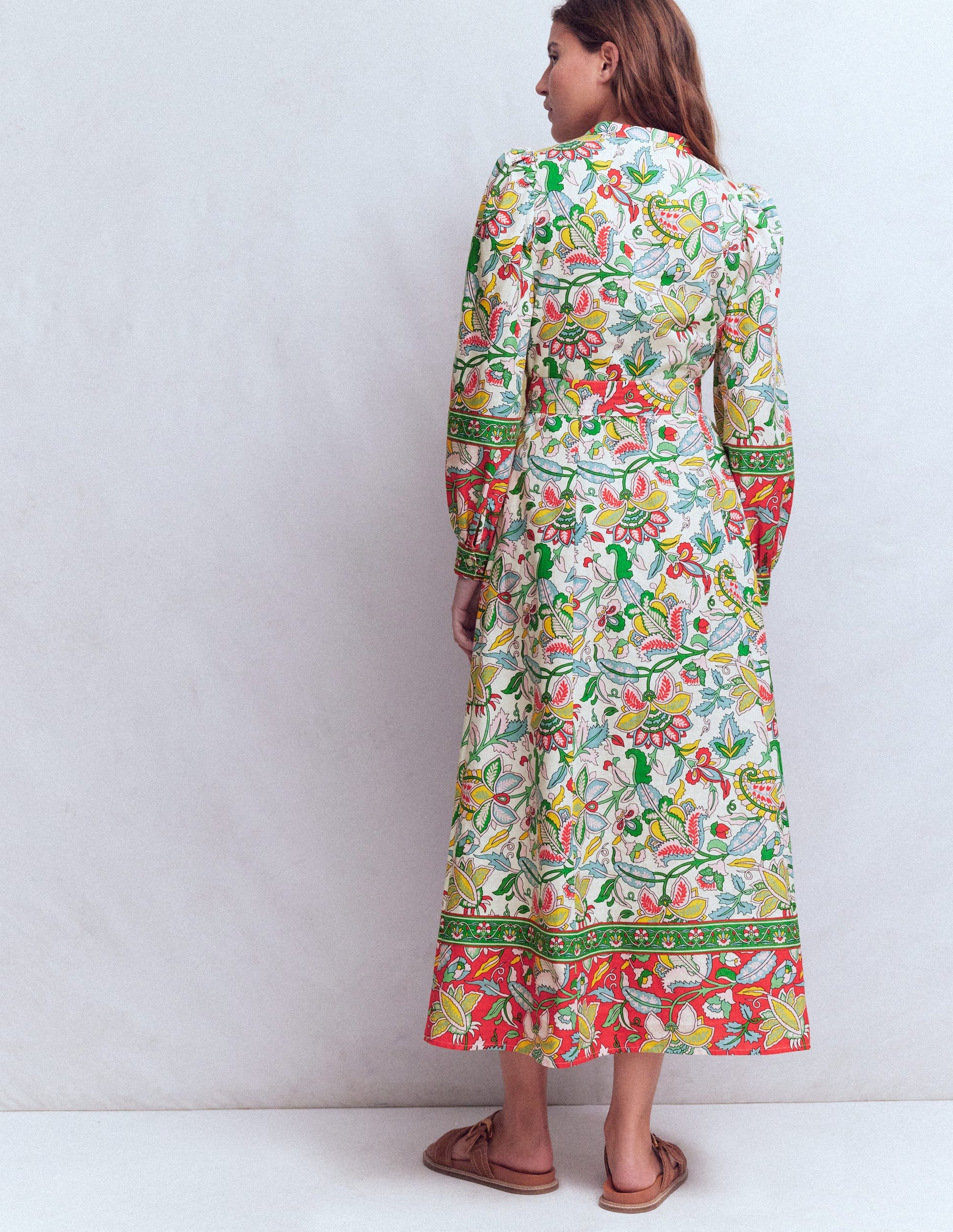 Ava Linen Blend Midi Dress-Multi, Botanical Trail | Boden USA Ava Linen Blend Midi Dress-Multi, Botanical Trail | Boden USA