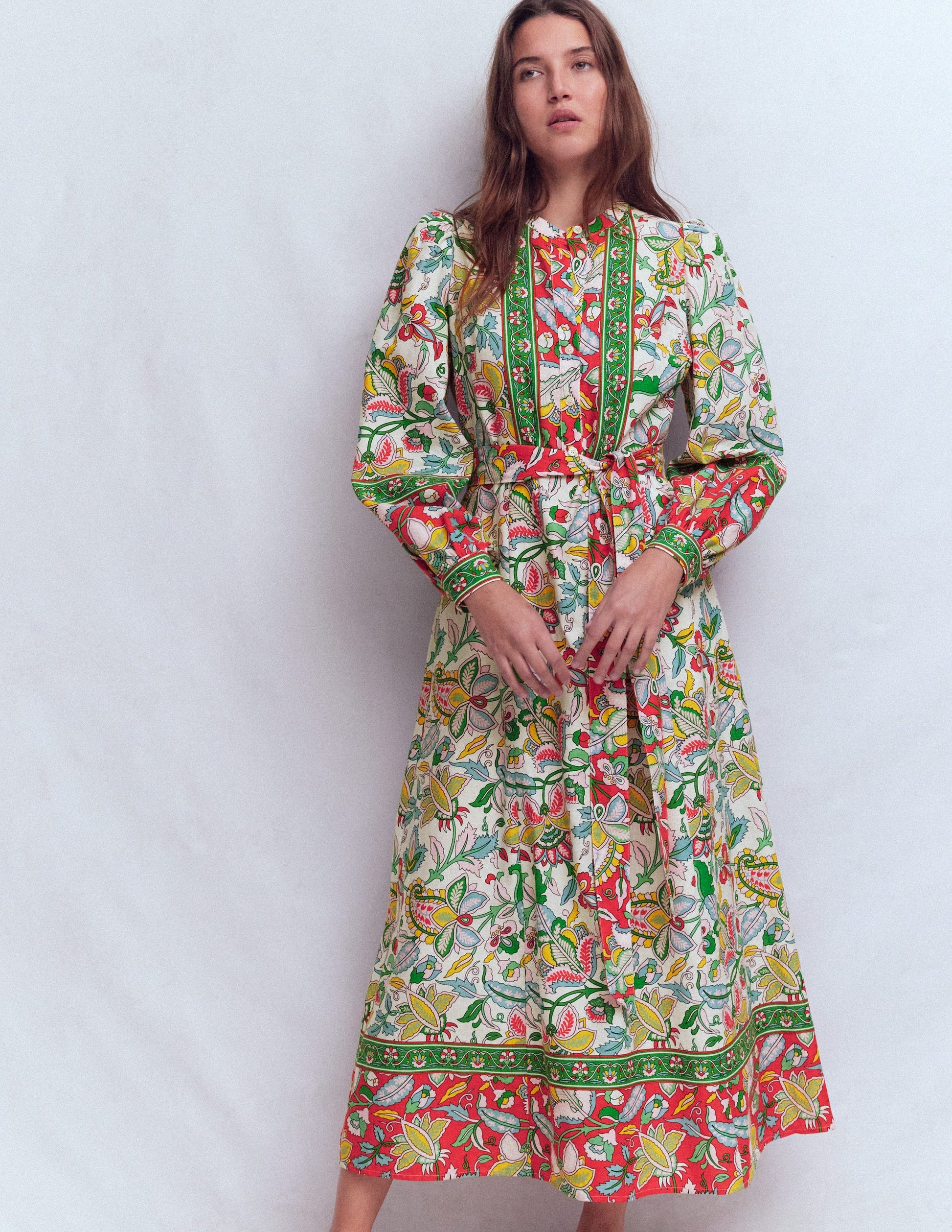 boden ava tiered maxi dress Ava Linen Blend Midi Dress - Multi, Botanical Trail