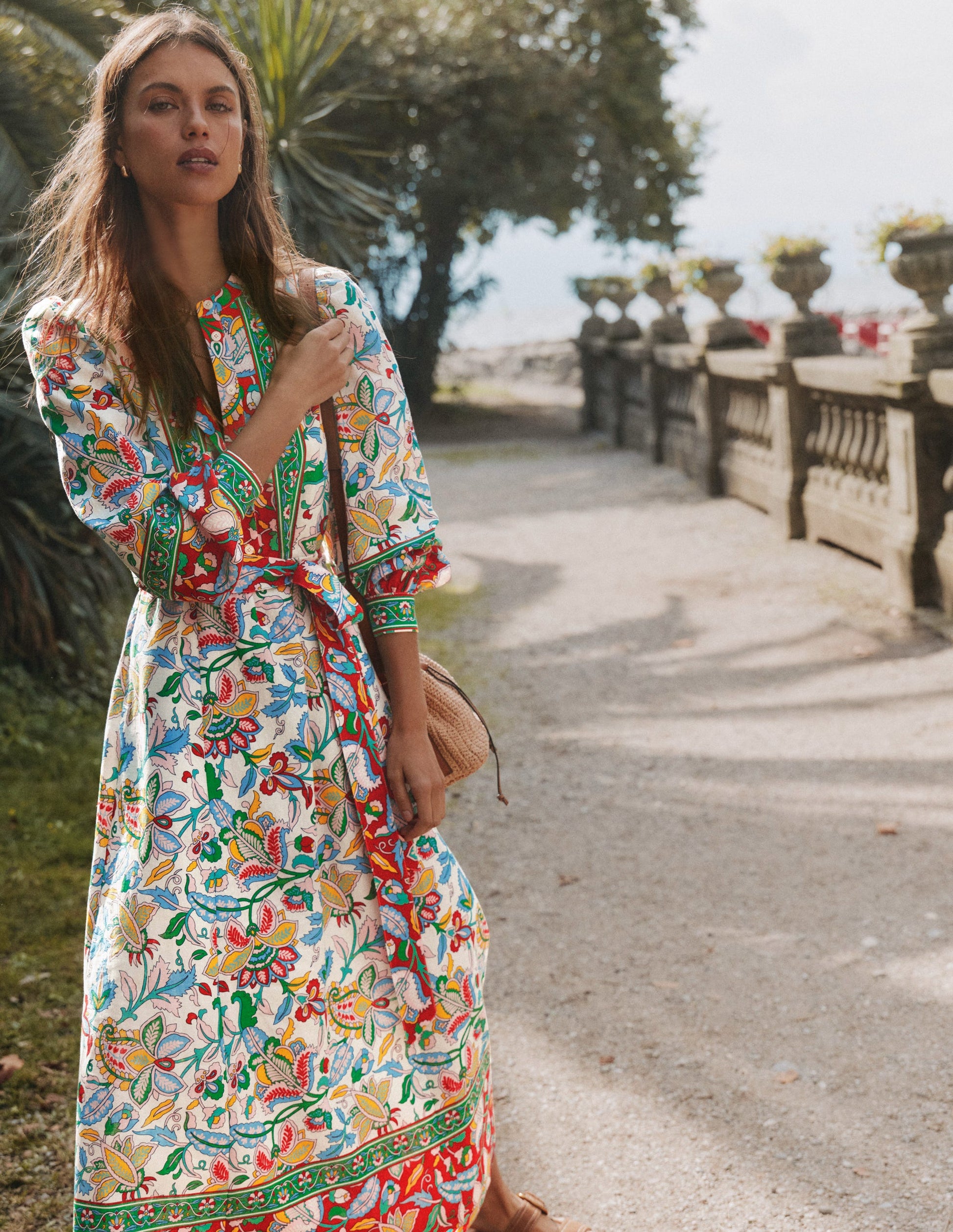 Ava Linen Blend Midi Dress-Multi, Botanical Trail | Boden USA Ava Linen Blend Midi Dress-Multi, Botanical Trail | Boden USA