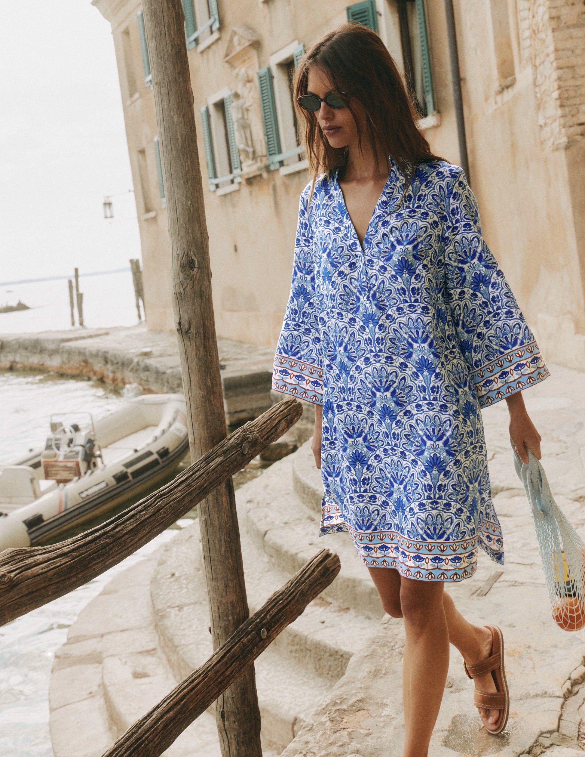 chinese dress ladies MIKONOS SHORT LINEN DRESS – Mediterraneo Boutique Italiana