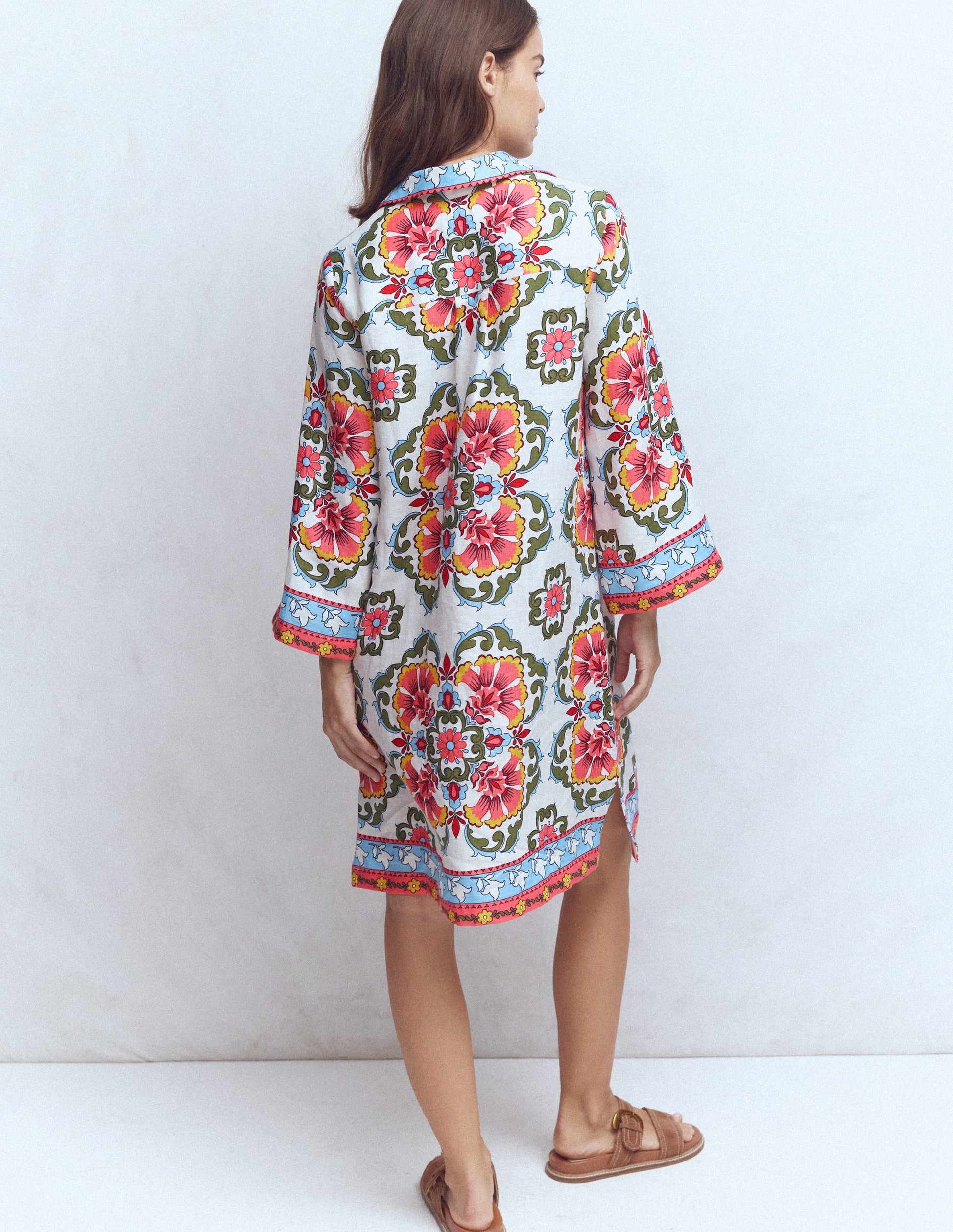 Carmen Linen Short Dress-Multi, Ornamental Trellis | Boden USA Carmen Linen Short Dress-Multi, Ornamental Trellis | Boden USA
