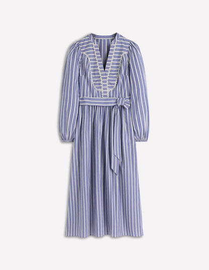 Cary Cotton Midi Dress-Bright Blue Varigated Stripe-7
