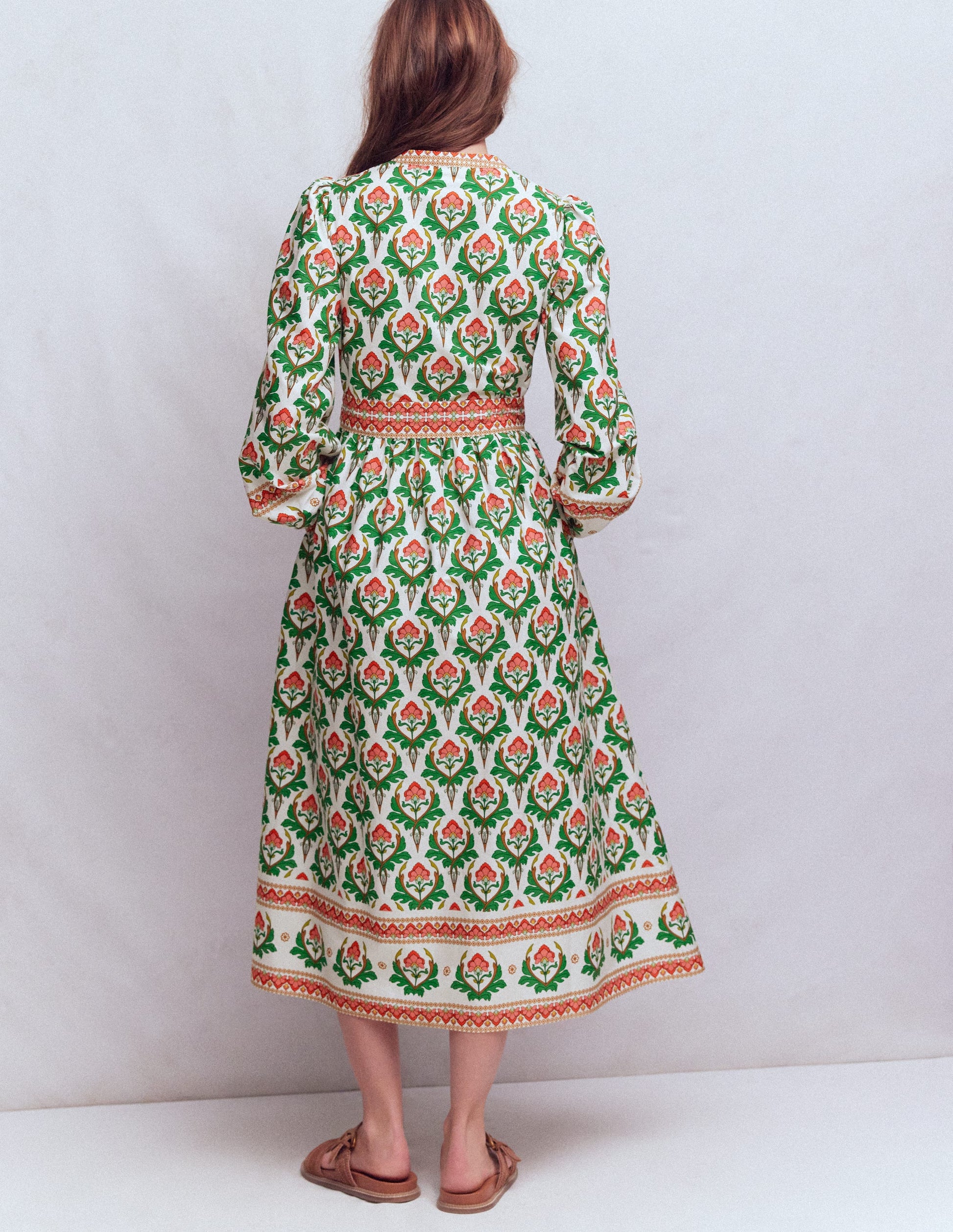 Boden Green Cary Cotton Midi Dress US 6 R Womens Boden Green Cary Cotton Midi Dress US 6 R Womens