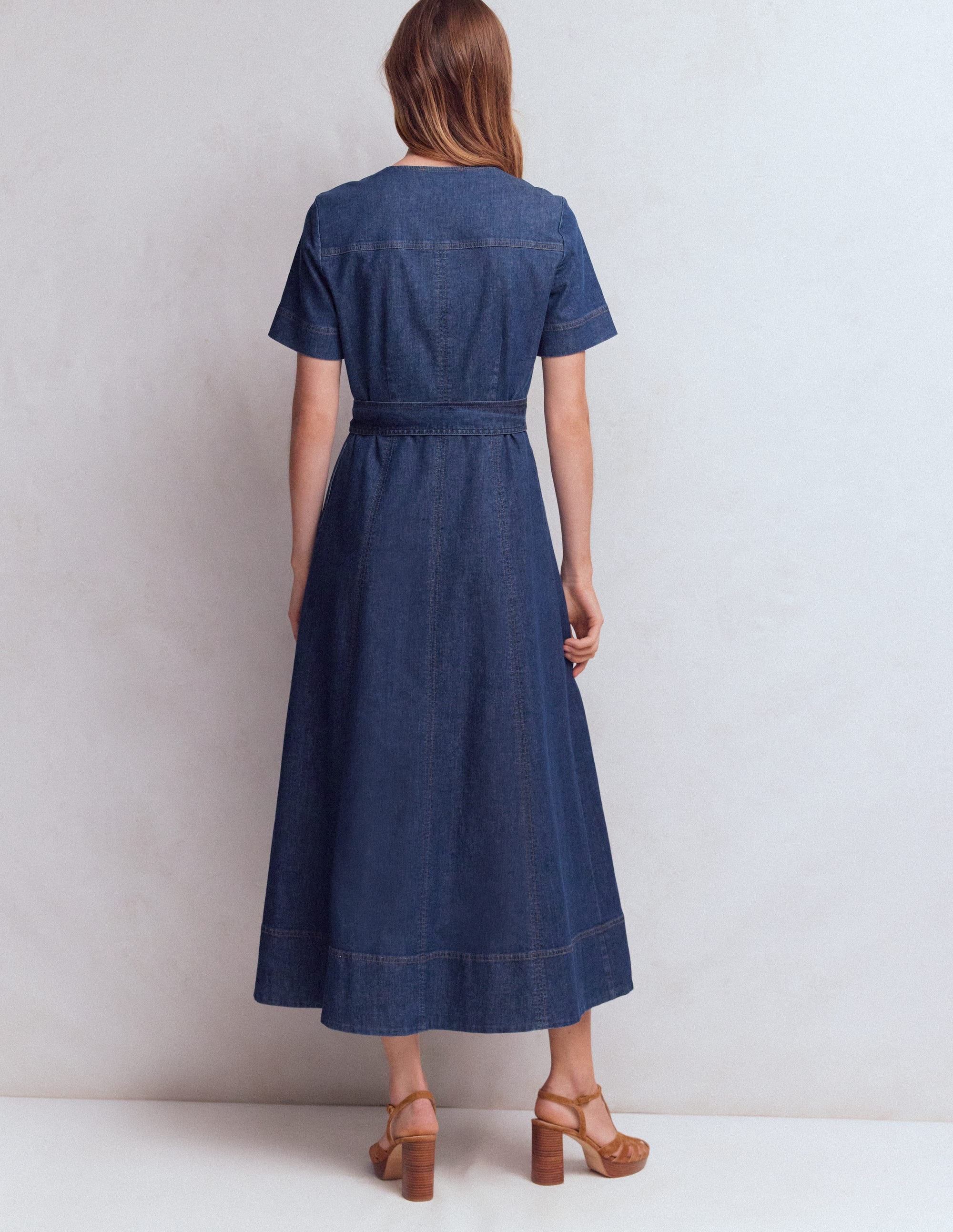 V - Neck Denim Dress - Mid Vintage