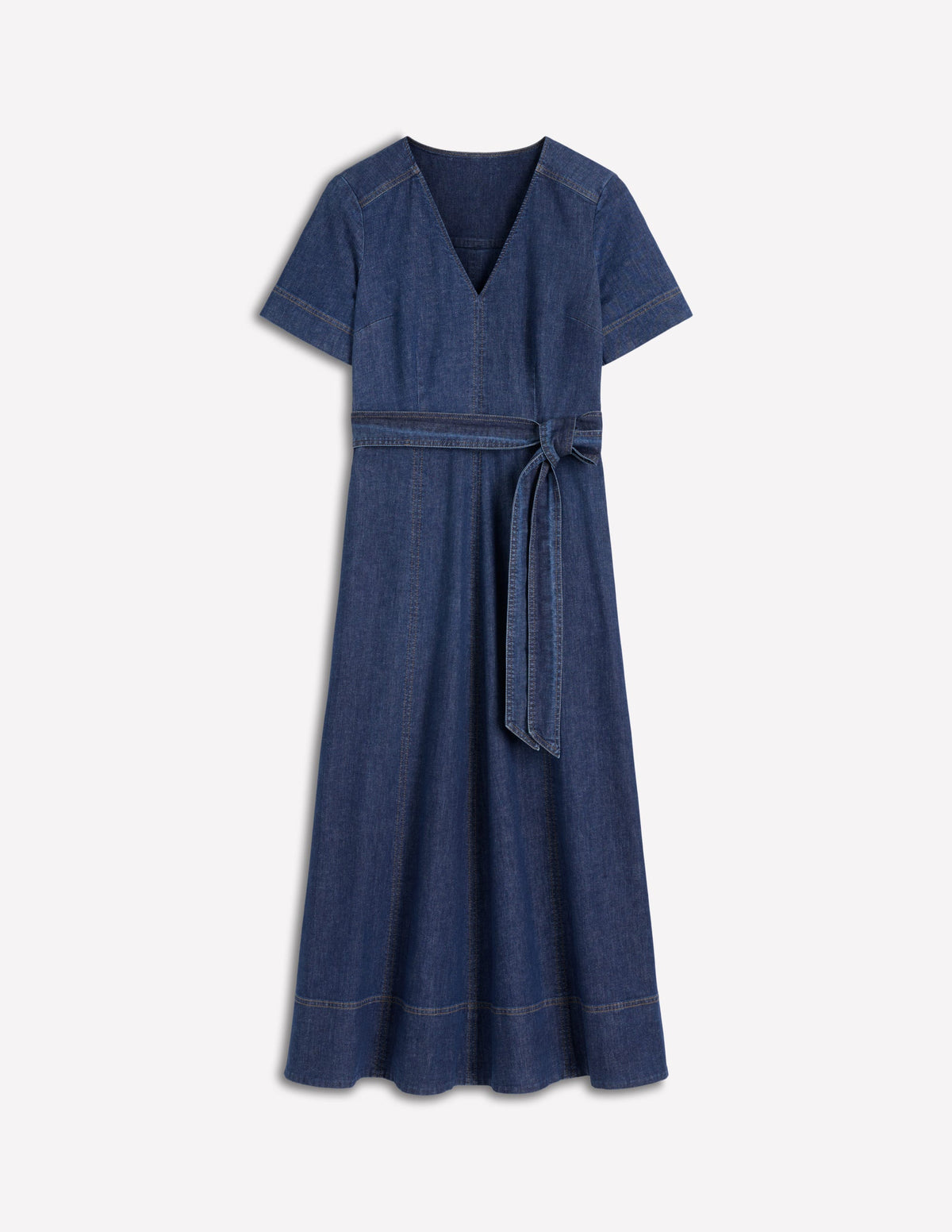 V-Neck Denim Dress-Mid Vintage - Image 6