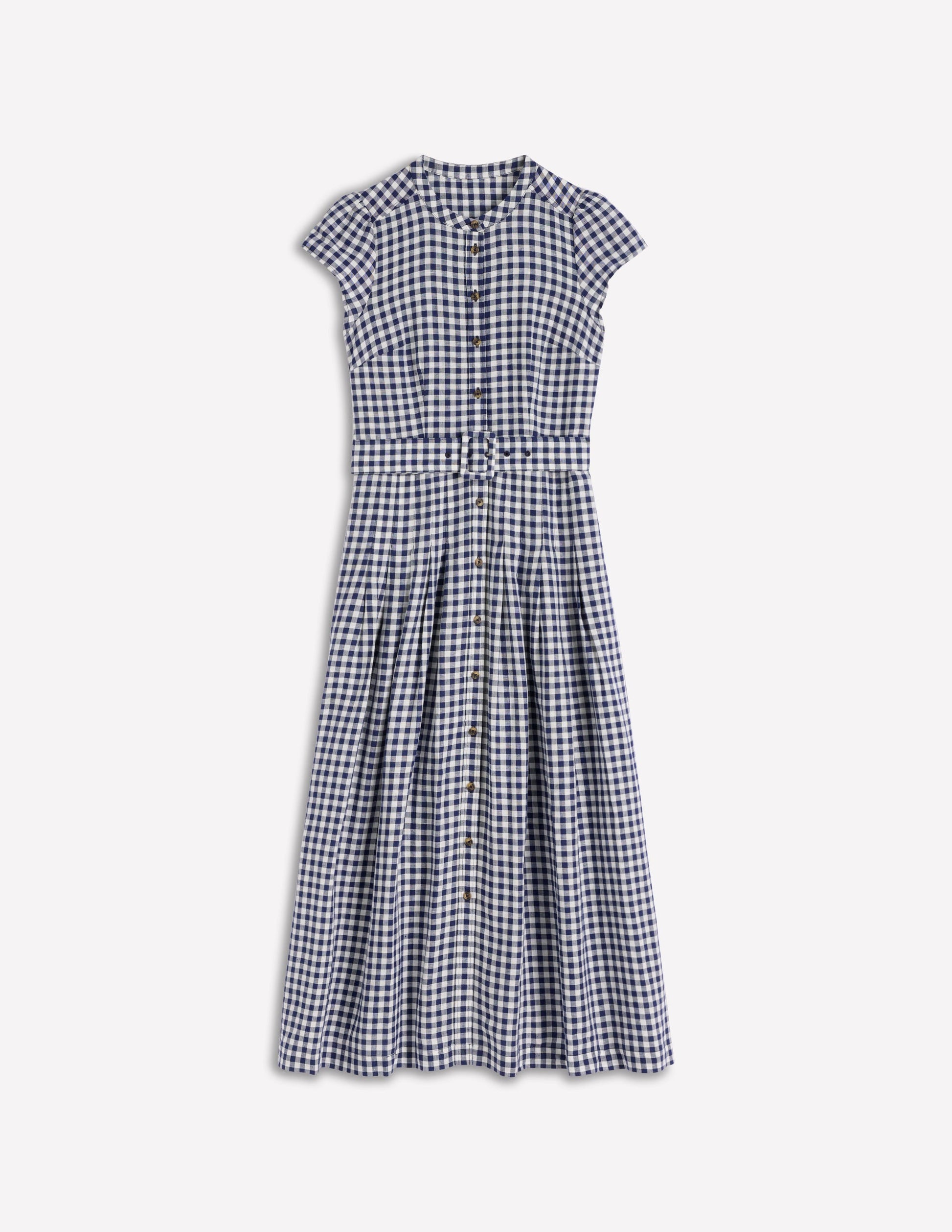 Arabella Linen Blend Dress-Navy Gingham-6