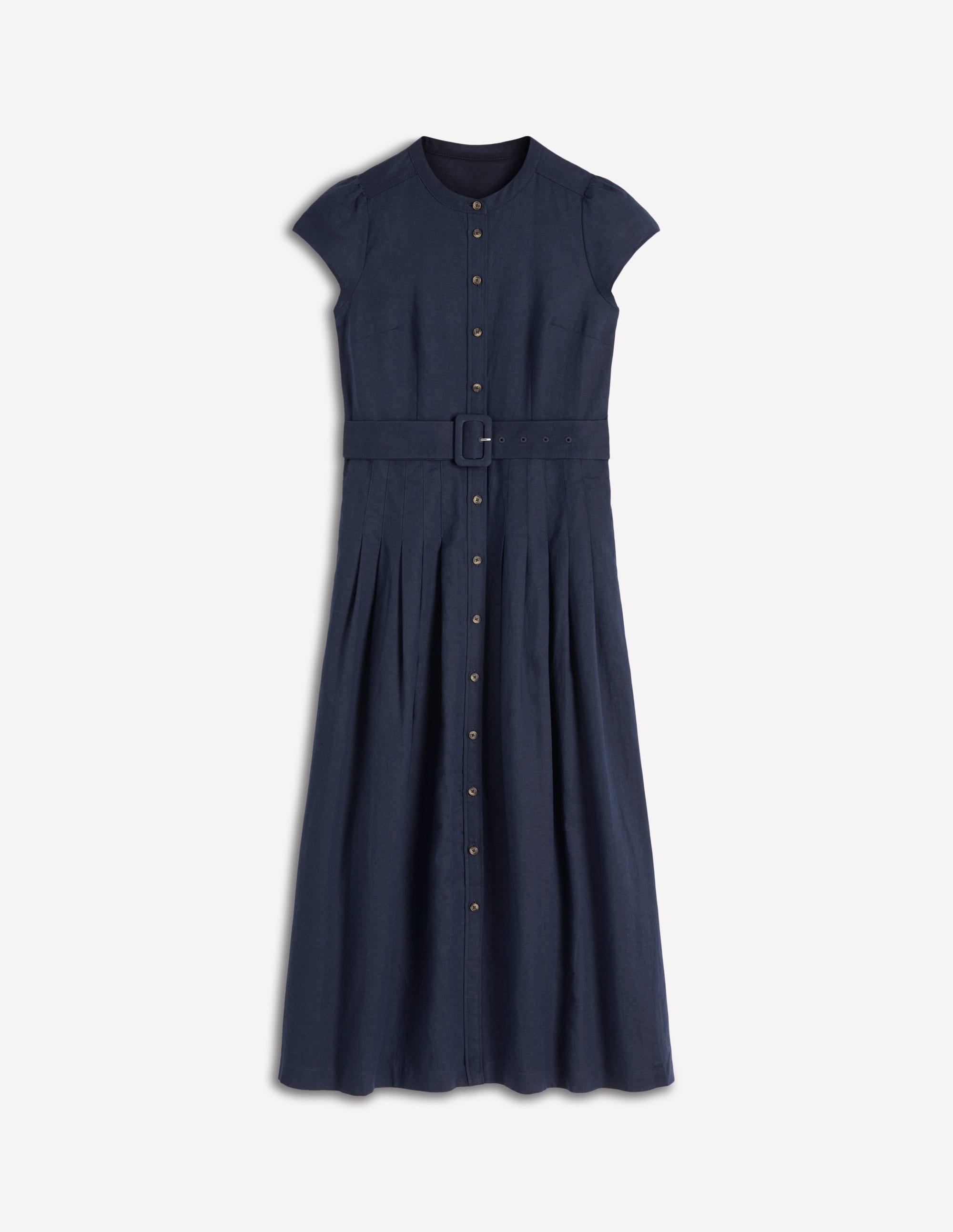 Arabella Linen Blend Dress-Navy - Image 5