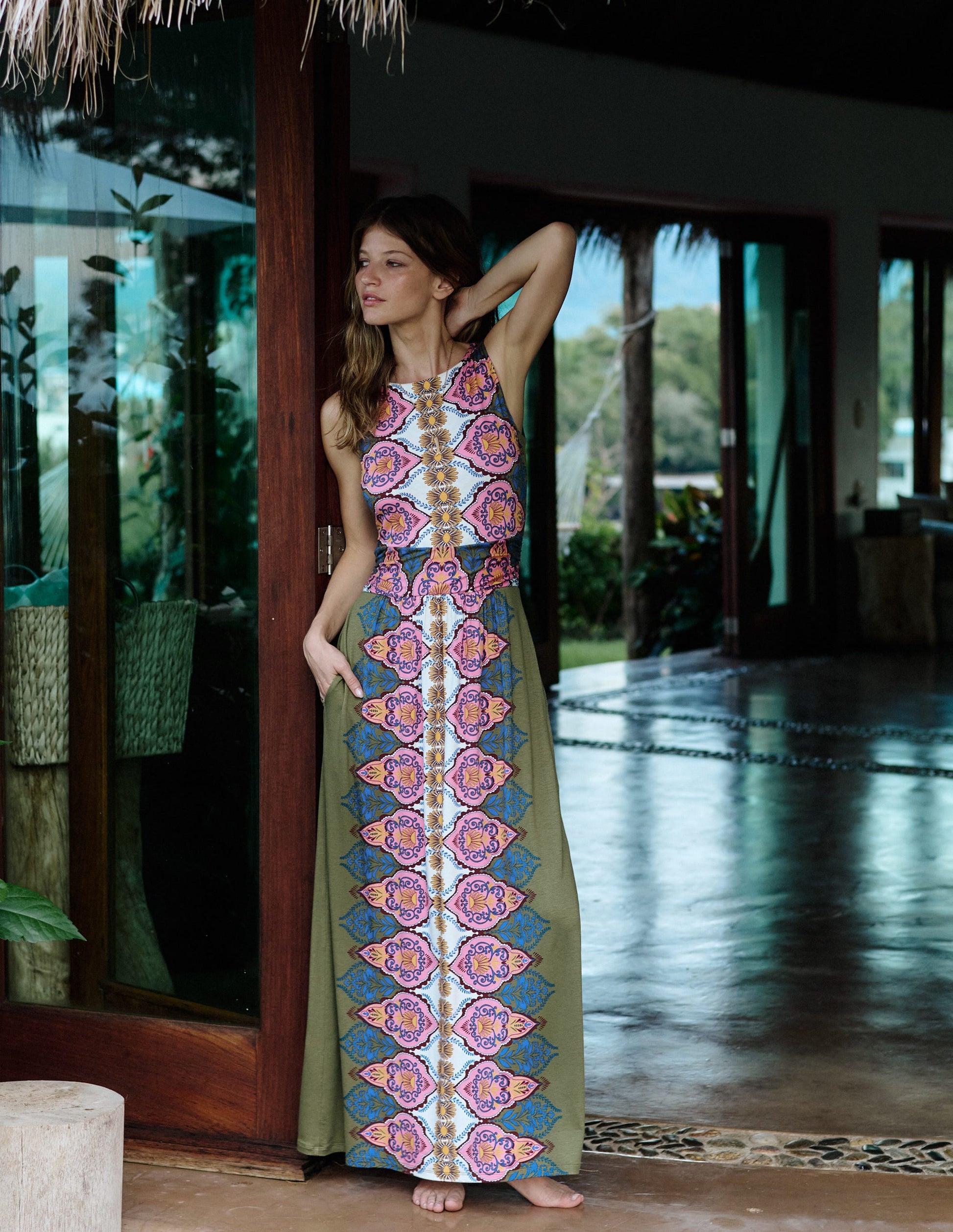 Antonia Jersey Maxi Dress-Multi, Ornamental Garden-5