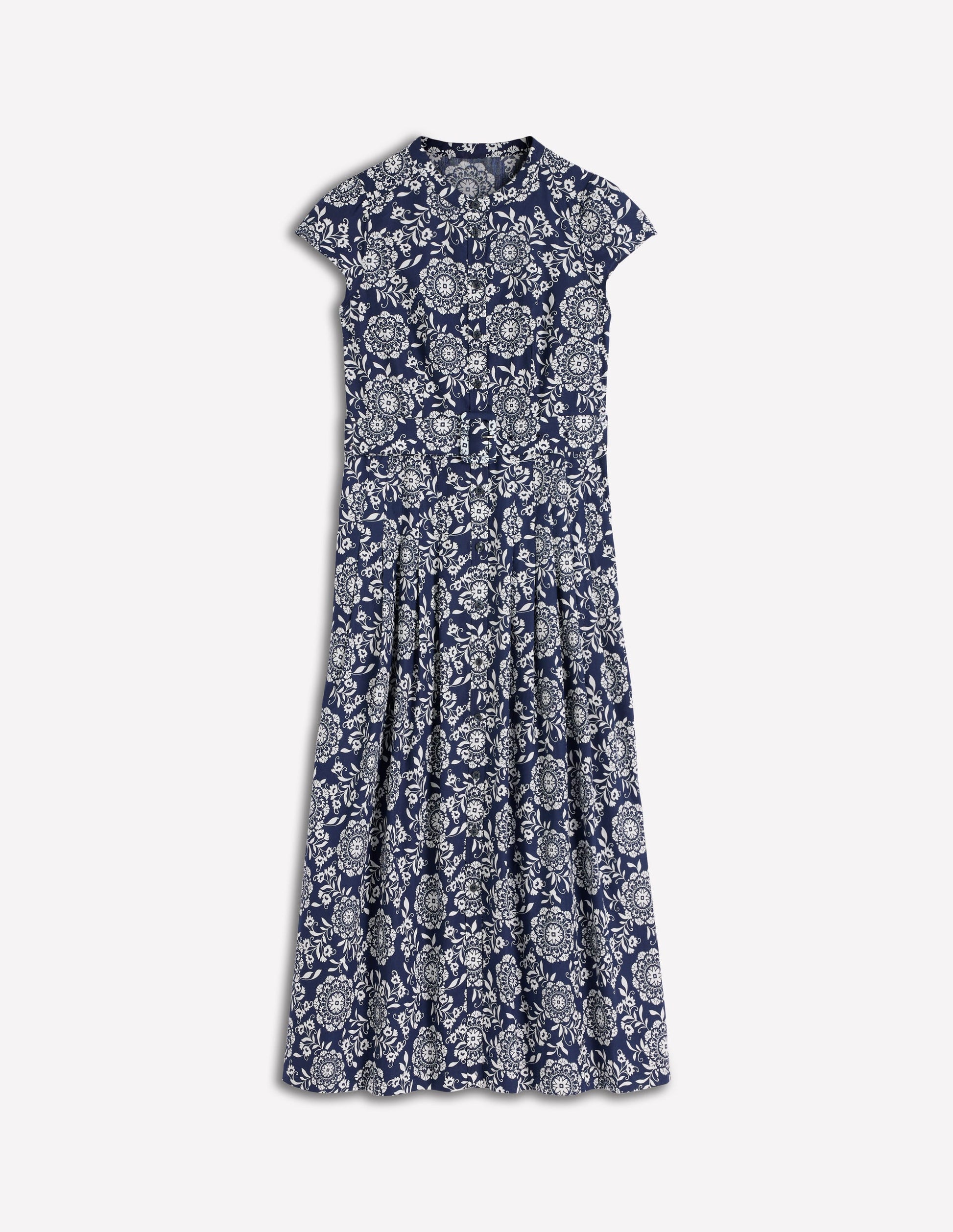 Arabella Cotton Maxi Dress-Navy, Decorative Blossom-6