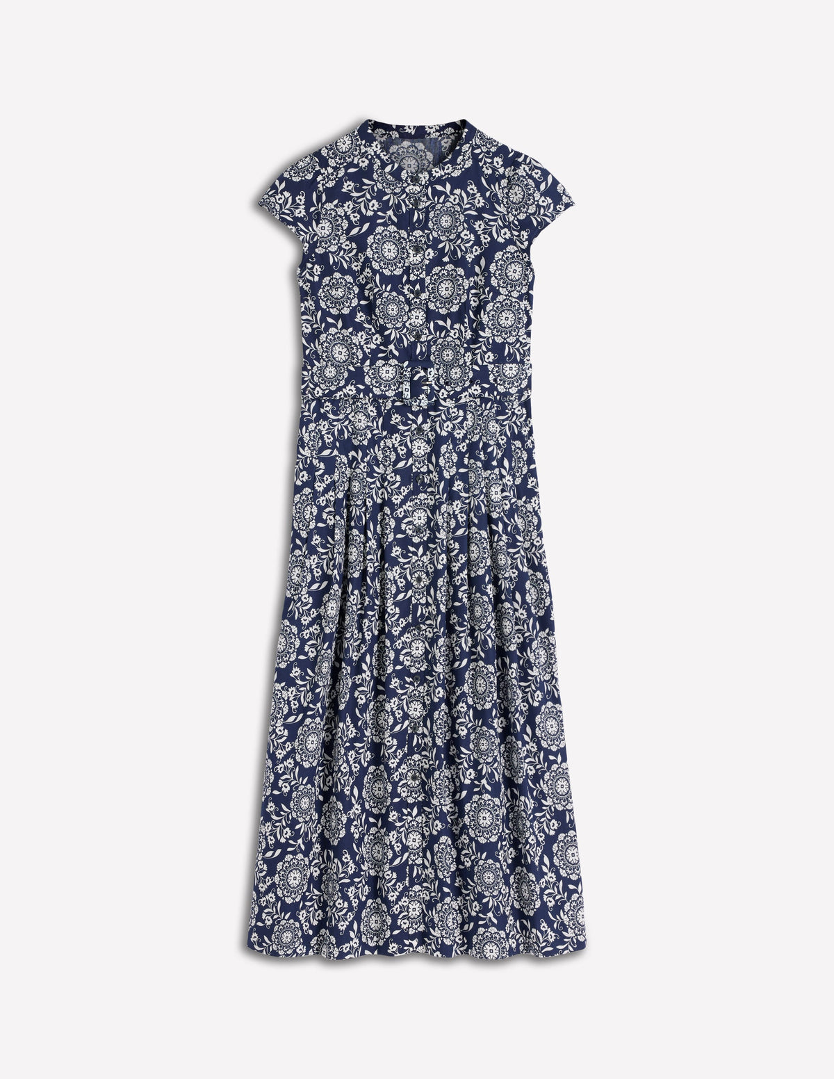 Arabella Cotton Maxi Dress-Navy, Decorative Blossom - Image 6