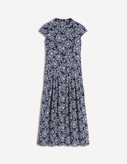 Arabella Cotton Maxi Dress-Navy, Decorative Blossom-6
