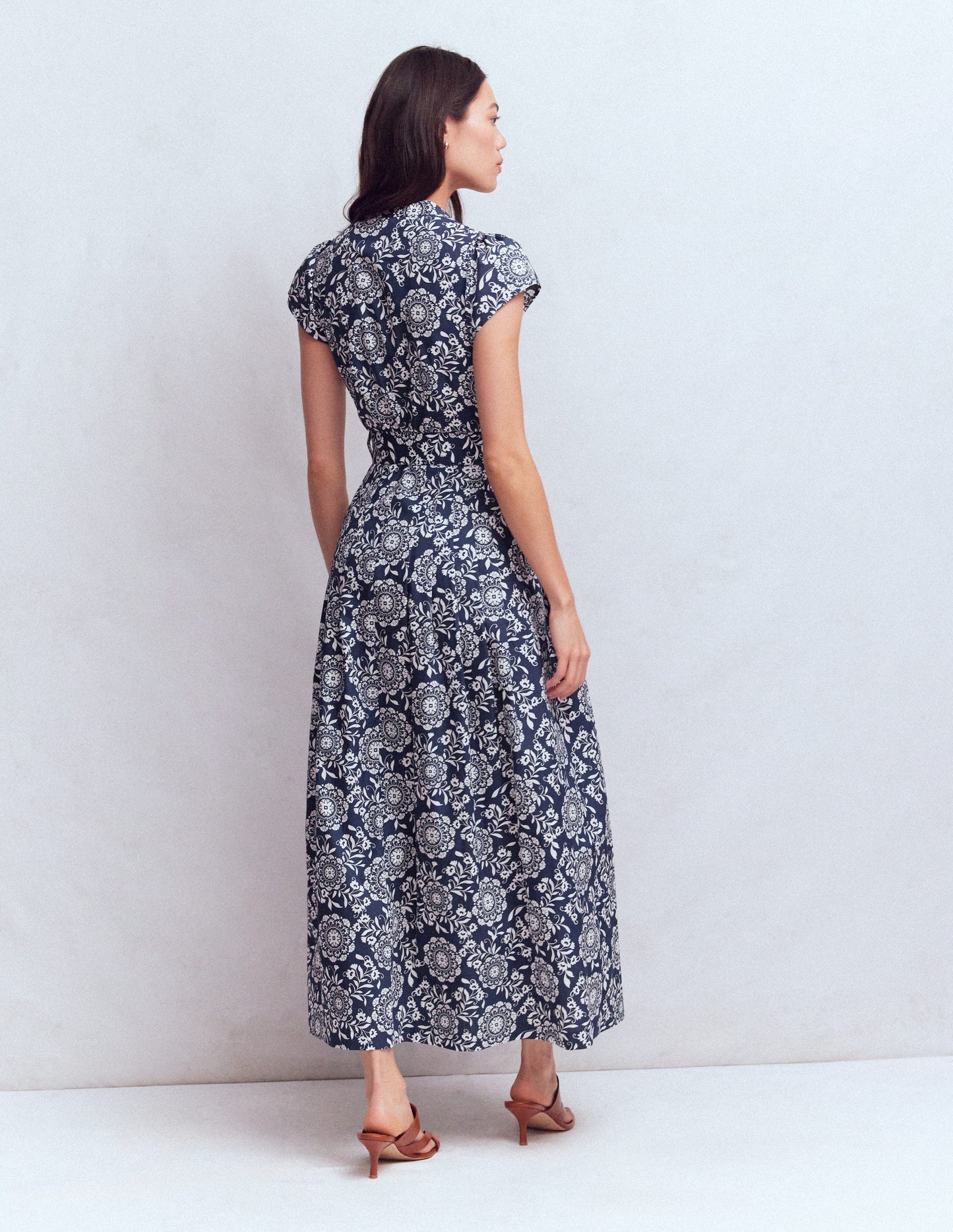 Arabella Cotton Maxi Dress-Navy, Decorative Blossom