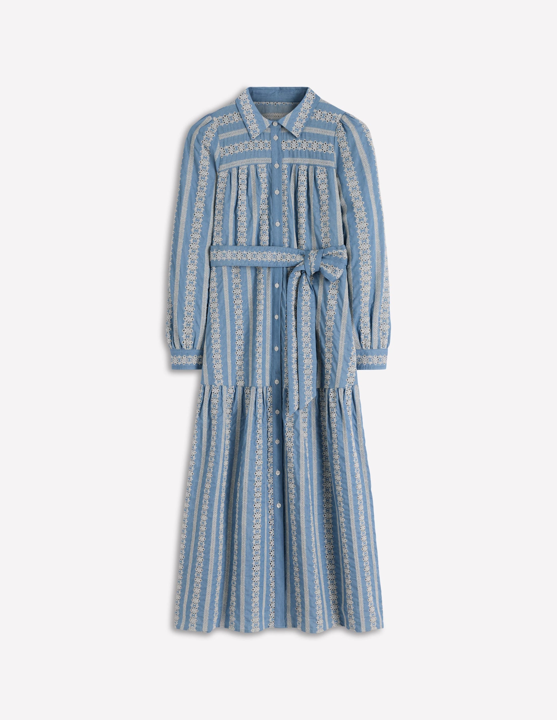 Ellie Cotton Maxi Shirt Dress-Broderie Denim-6