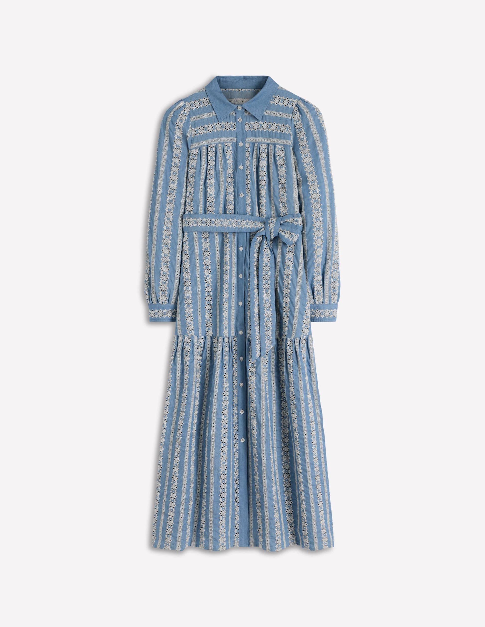Ellie Cotton Maxi Shirt Dress-Broderie Denim-6