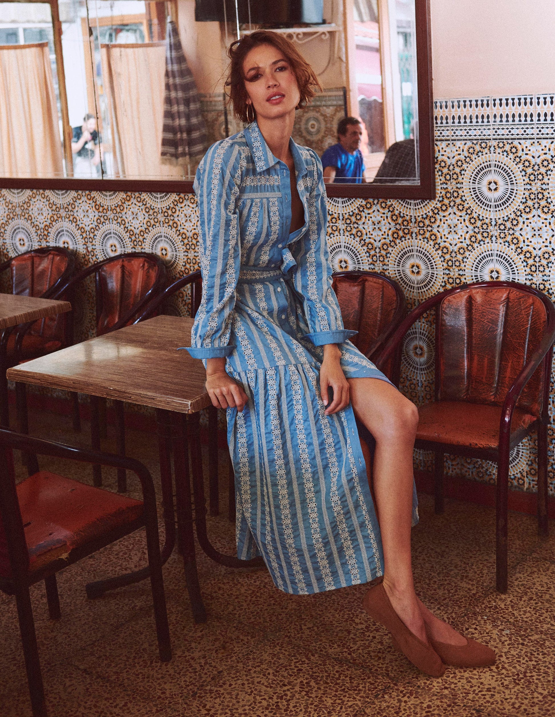 Ellie Cotton Maxi Shirt Dress-Broderie Denim | Boden USA Ellie Cotton Maxi Shirt Dress-Broderie Denim | Boden USA