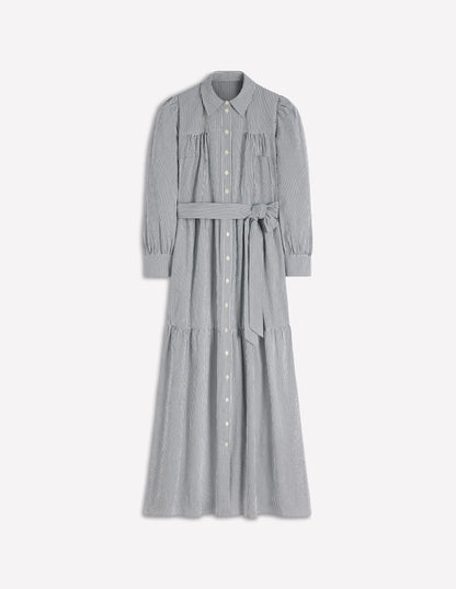 Ellie Cotton Maxi Shirt Dress-Texture Stripe-5