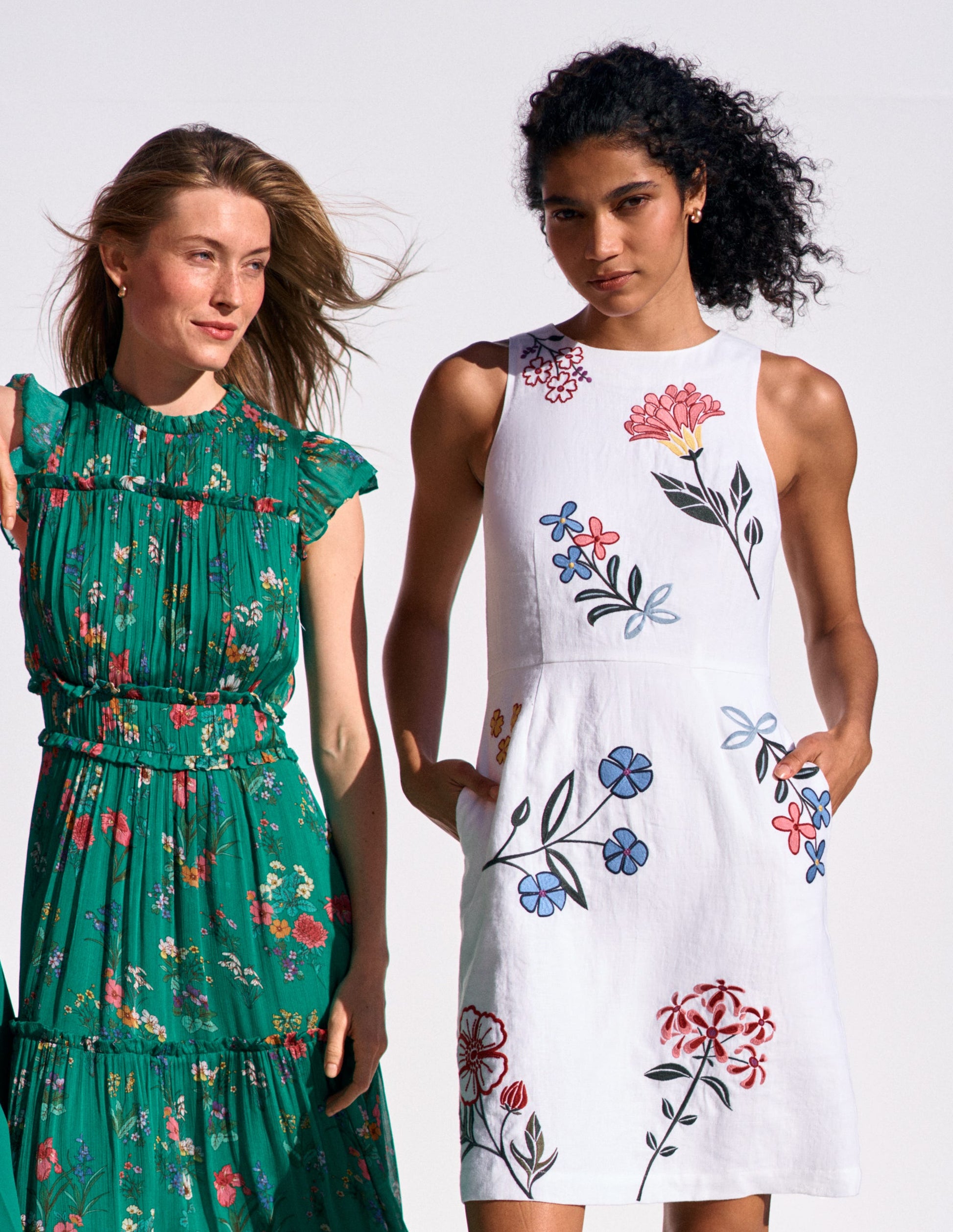 Occasion Short Linen Dress-White Embroidery-7