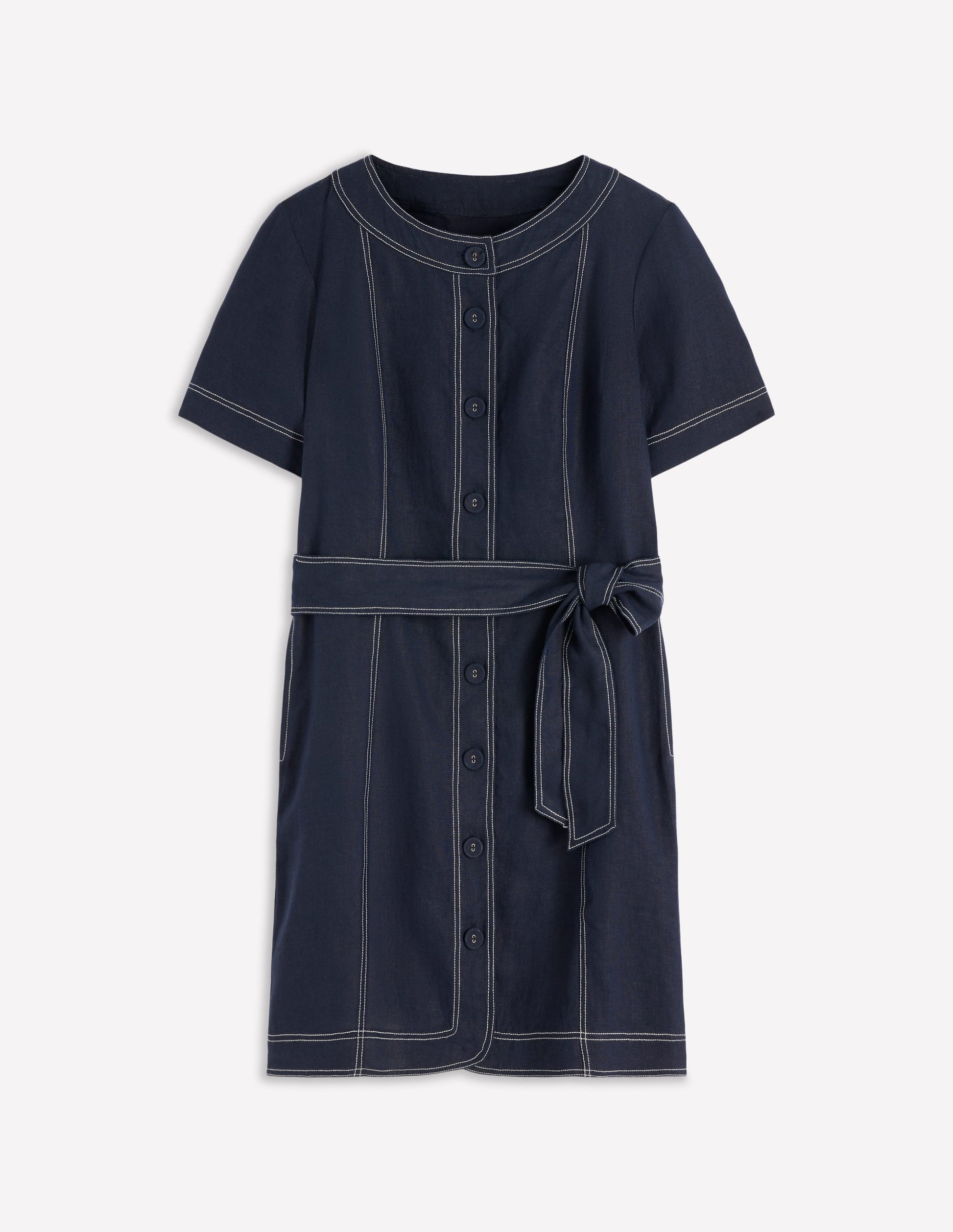 Callie Linen Short Dress - Navy