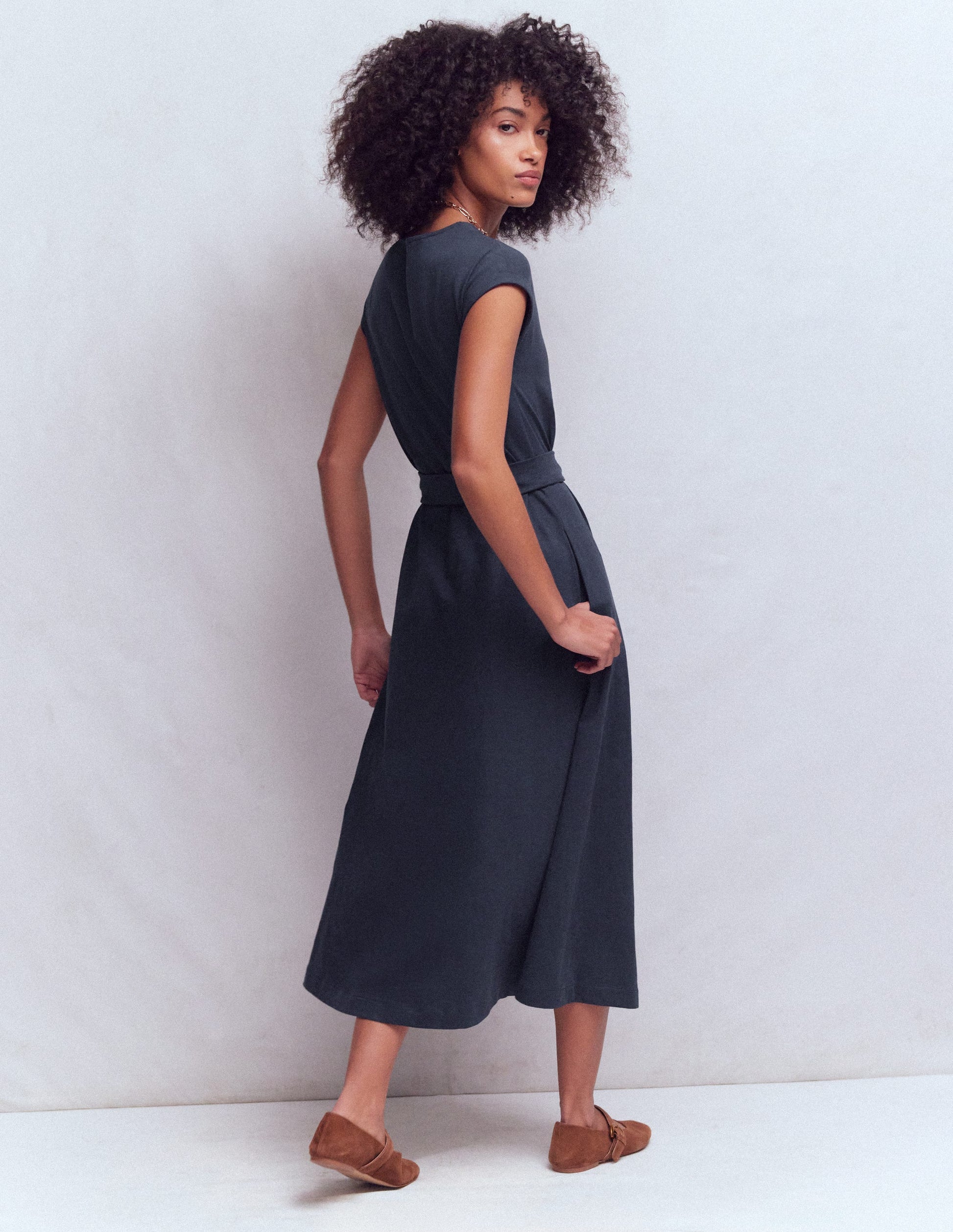 Eve Jersey Midi Dress-Navy-3