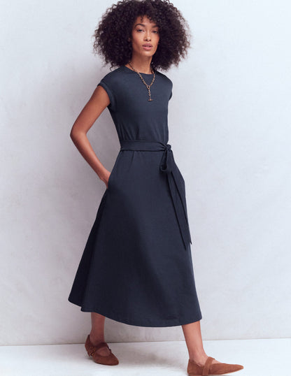 Eve Jersey Midi Dress-Navy-4