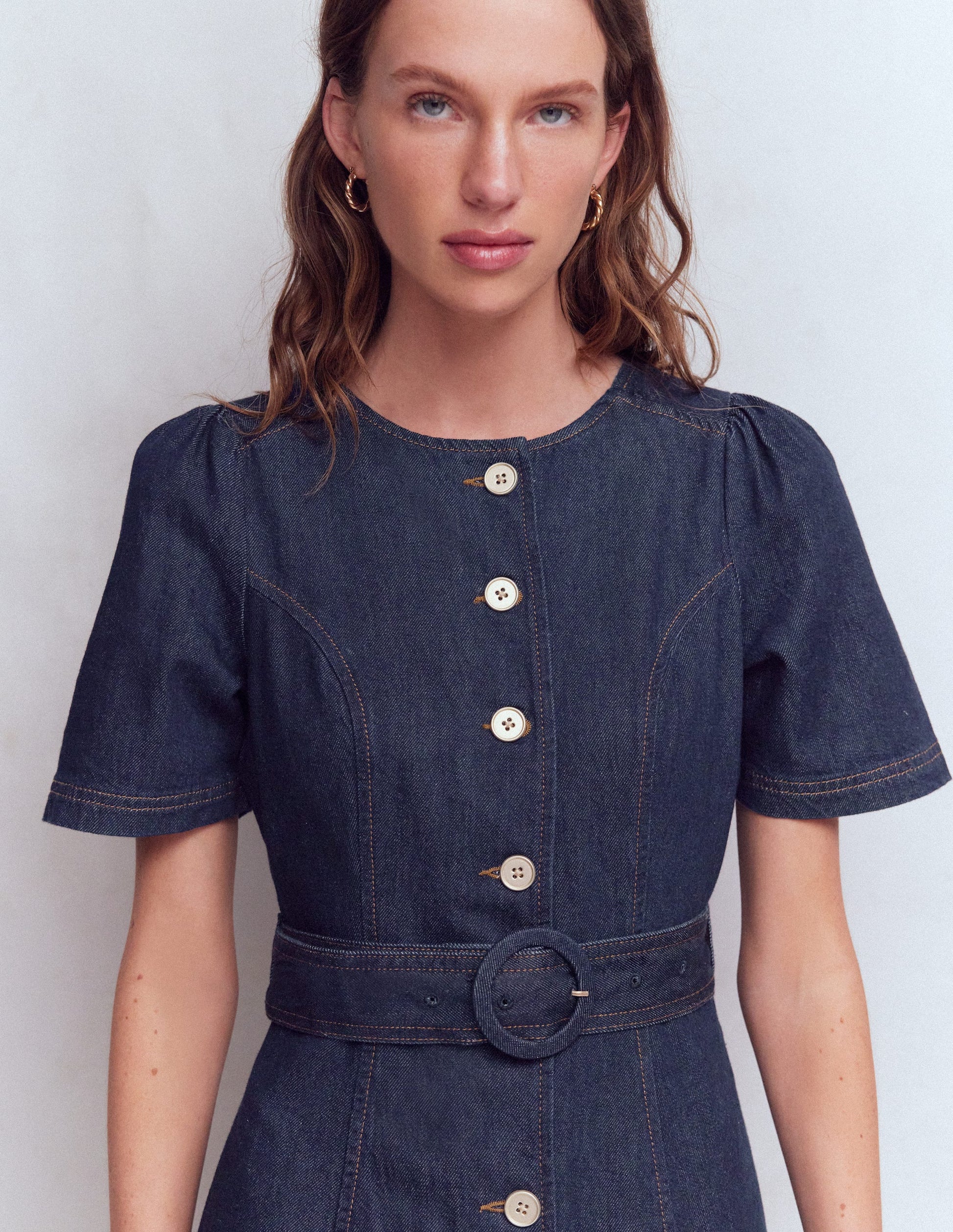 Button Detail Denim Dress-Indigo Wash | Boden USA Button Detail Denim Dress-Indigo Wash | Boden USA