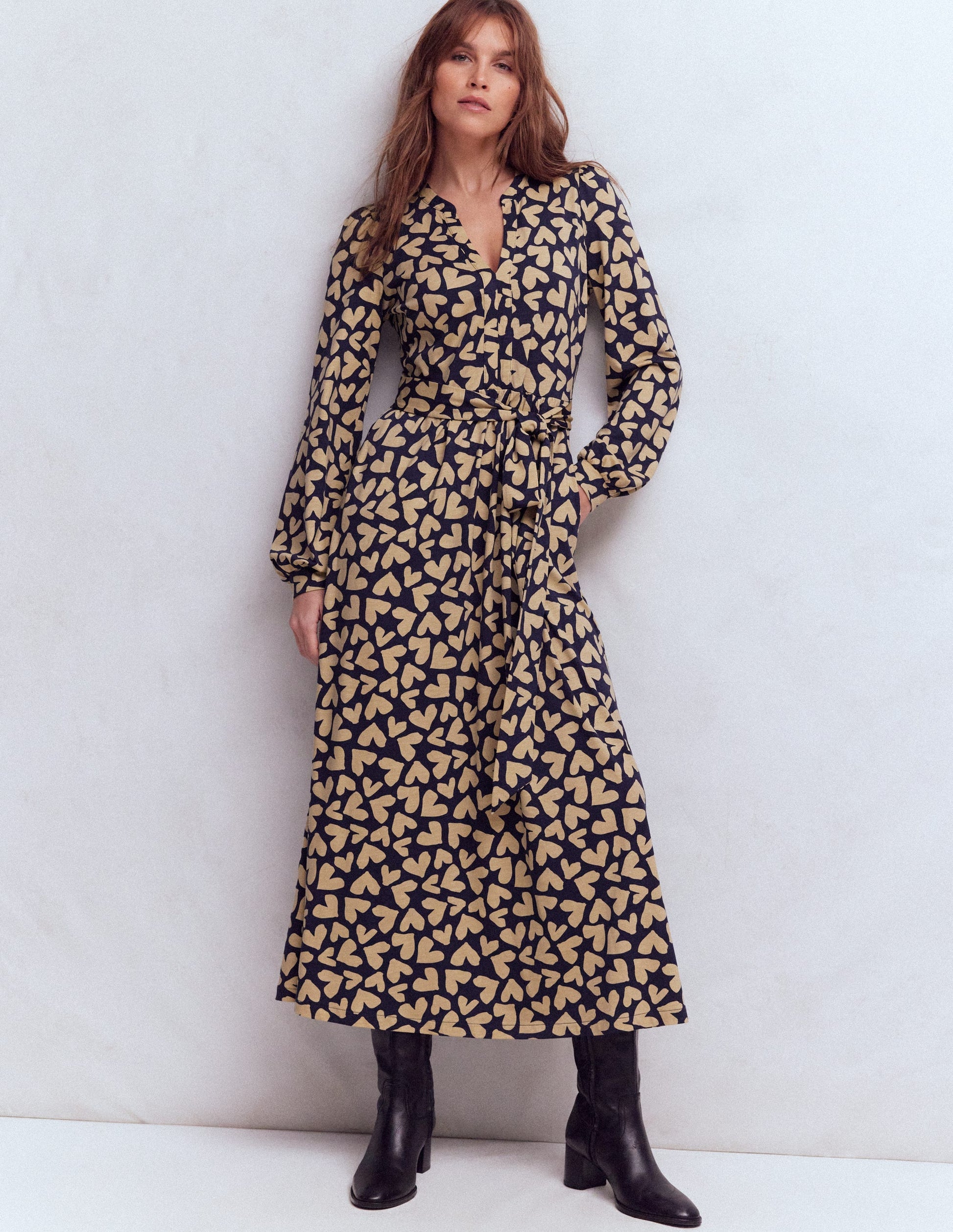 Boden Women's Naomi Long Sleeve Jersey Dress in Blue | Size 4 Boden Women's Naomi Long Sleeve Jersey Dress in Blue | Size 4