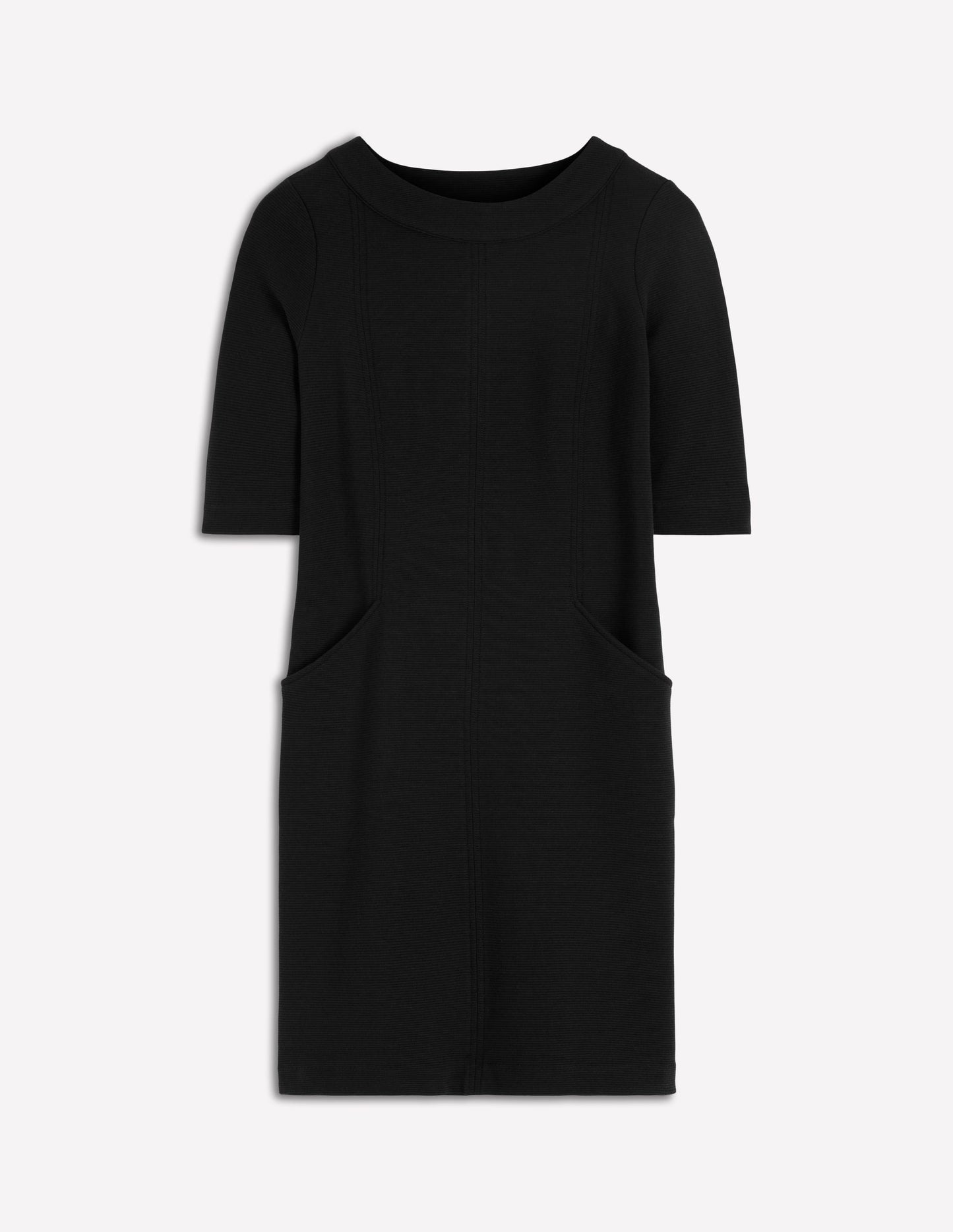 Neckband Ottoman Shift Dress-Black